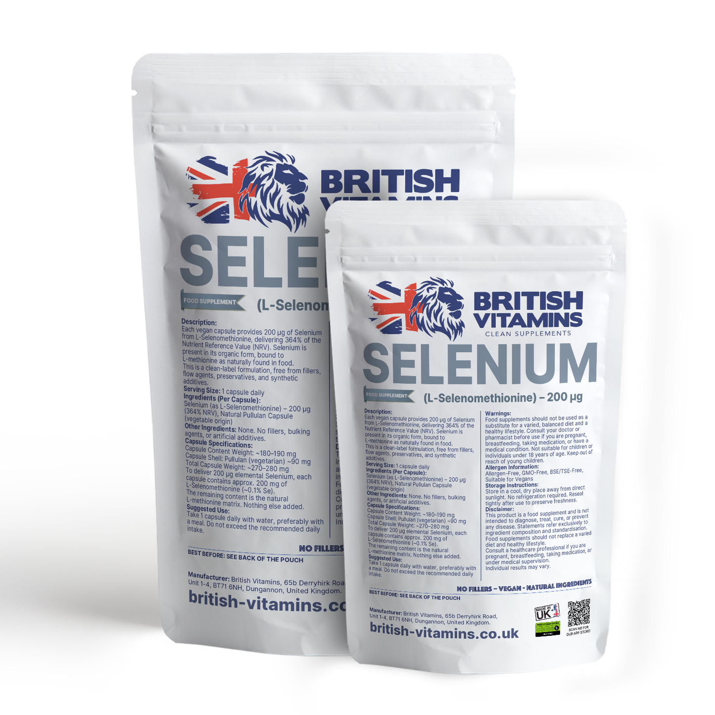 Selenium Supplement 200 µg – L-Selenomethionine – Vegan, No Fillers Health & Beauty:Vitamins & Lifestyle Supplements:Sports Supplements:Protein Shakes & Bodybuilding British Vitamins