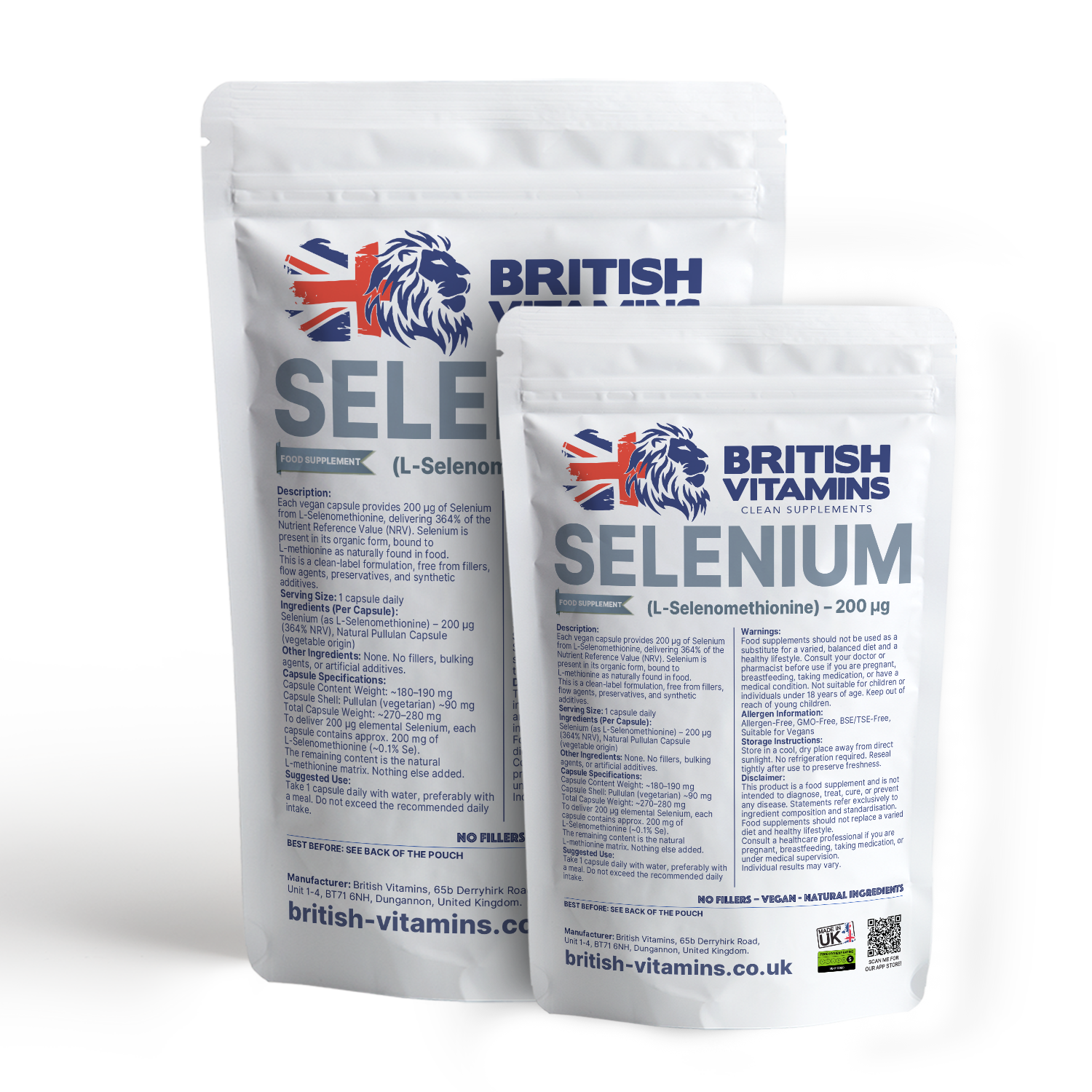 Selenium Supplement 200 µg – L-Selenomethionine – Vegan, No Fillers Health & Beauty:Vitamins & Lifestyle Supplements:Sports Supplements:Protein Shakes & Bodybuilding British Vitamins