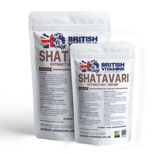 Shatavari Root Capsules 500mg – Traditional Botanical – Clean Label Vegan Capsules British Vitamins
