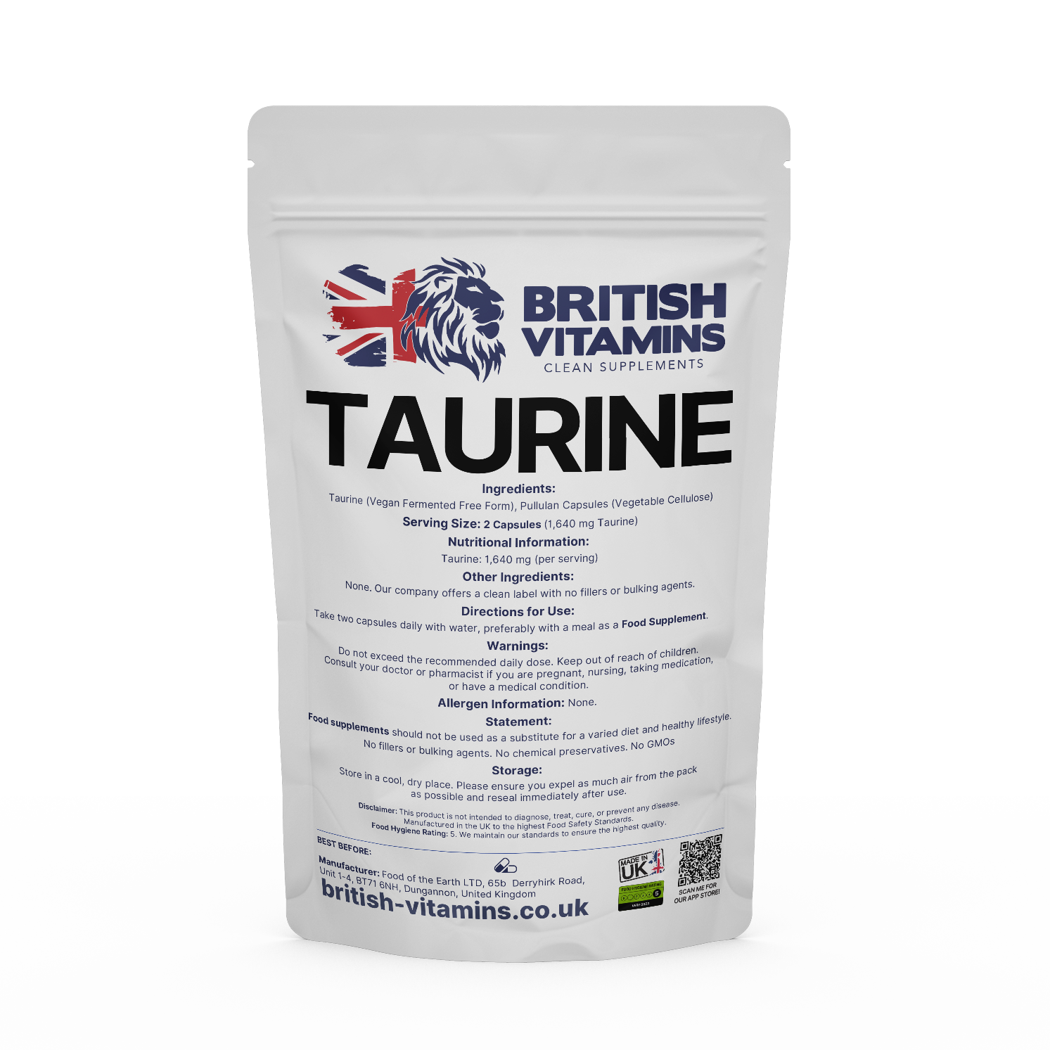 Taurine Free Form Capsules Health & Beauty:Vitamins & Lifestyle Supplements:Vitamins & Minerals British Vitamins 5 Capsules (Sample)  