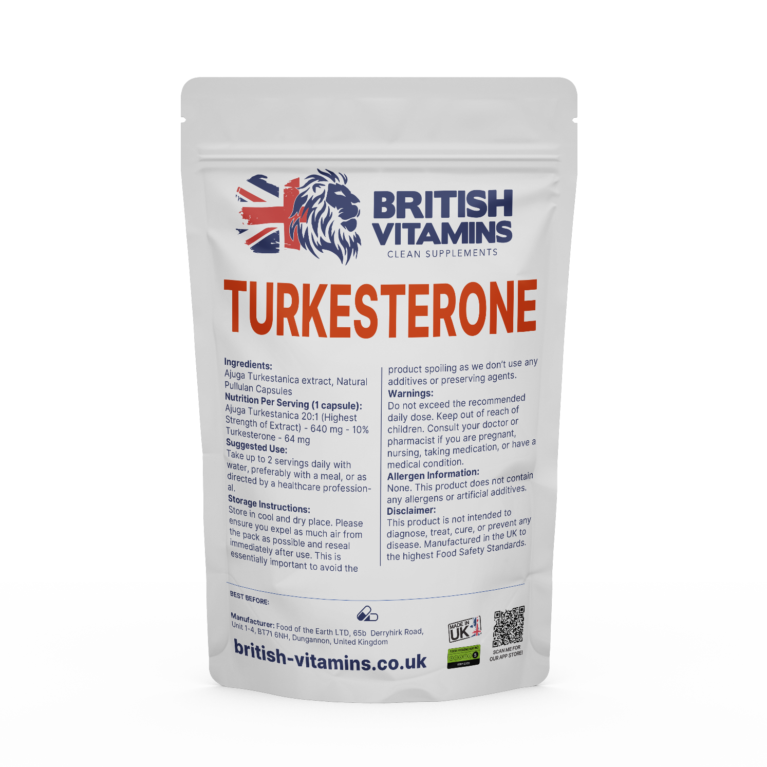 Turkesterone Ajuga Turkestenica 10% 640mg Health & Beauty:Vitamins & Lifestyle Supplements:Vitamins & Minerals British Vitamins 30 Capsules ( 1 Month )