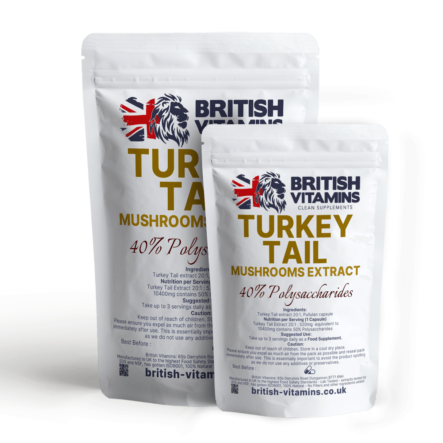 TurkeyTail Mushroom  520mg equivalent to 10400mg 50% Health & Beauty:Vitamins & Lifestyle Supplements:Vitamins & Minerals British Vitamins 120 Capsules ( 4 Months Supply )  