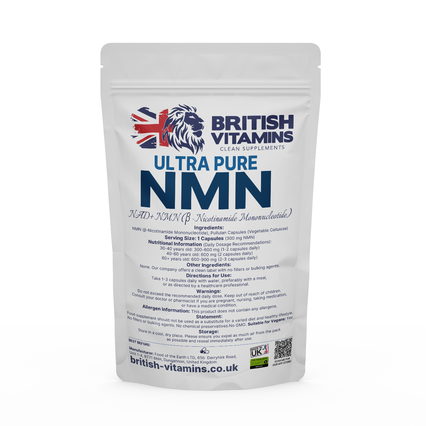 Ultra Pure - NMN Health & Beauty:Vitamins & Lifestyle Supplements:Vitamins & Minerals British Vitamins 5 Capsules (Sample)  