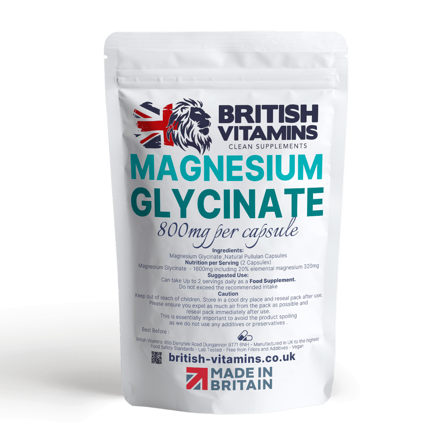 Magnesium Glycinate contains 20% elemental magnesium Health & Beauty:Vitamins & Lifestyle Supplements:Sports Supplements:Protein Shakes & Bodybuilding British Vitamins   