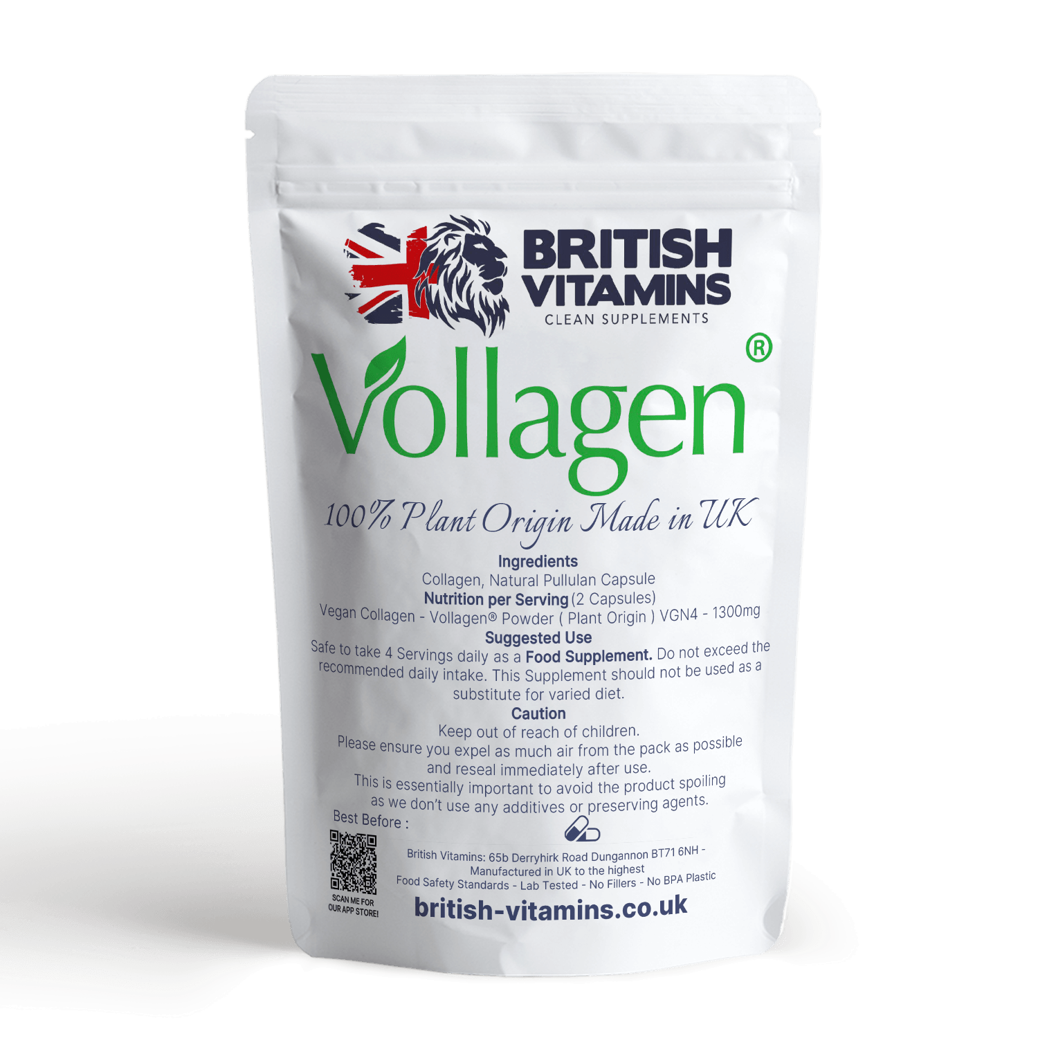 Vollagen - Plant Vegan Collagen Made in Britain Health & Beauty:Vitamins & Lifestyle Supplements:Vitamins & Minerals British Vitamins 5 Capsules ( Sample )  