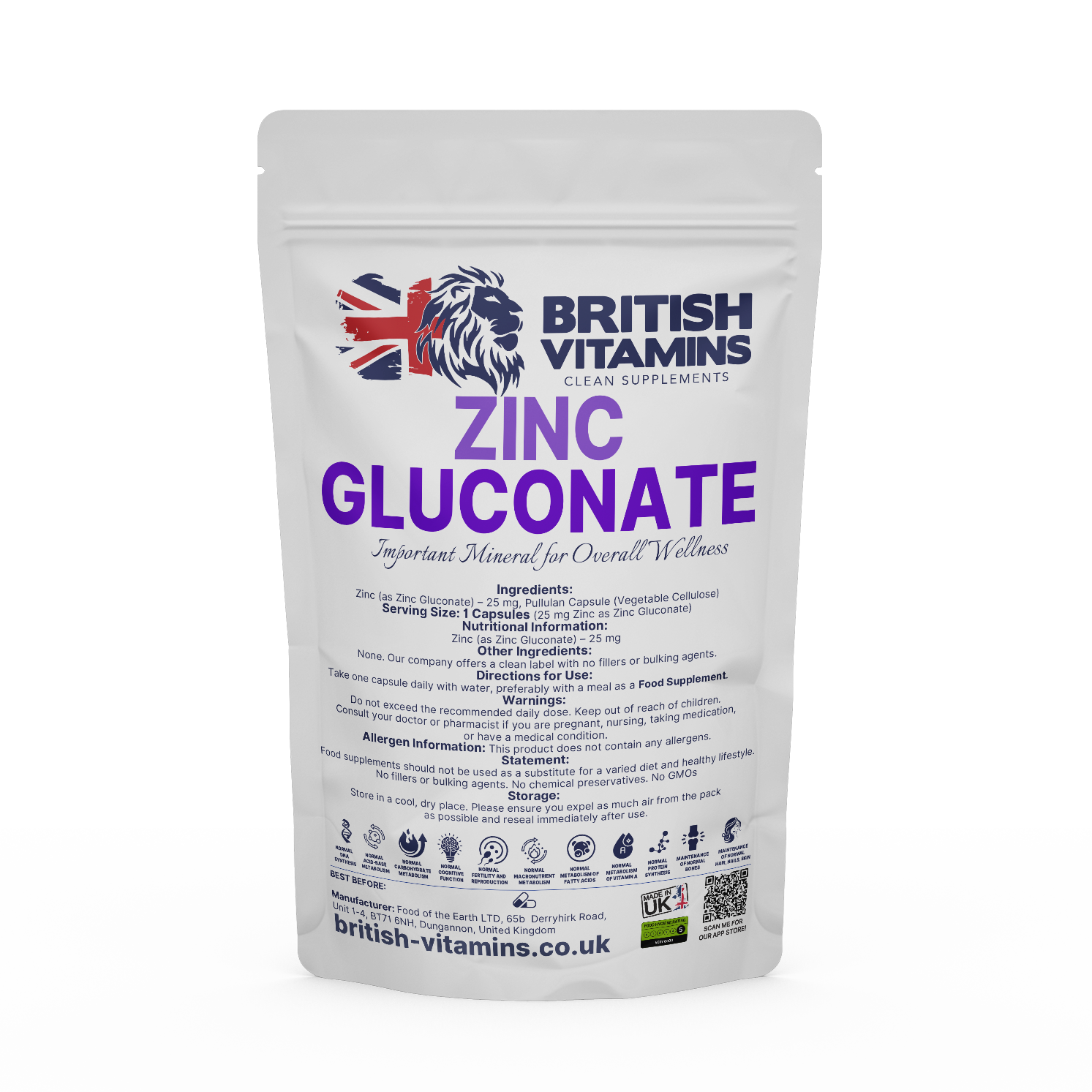 Zinc Gluconate Health & Beauty:Vitamins & Lifestyle Supplements:Vitamins & Minerals British Vitamins 5 Capsules ( Sample )  