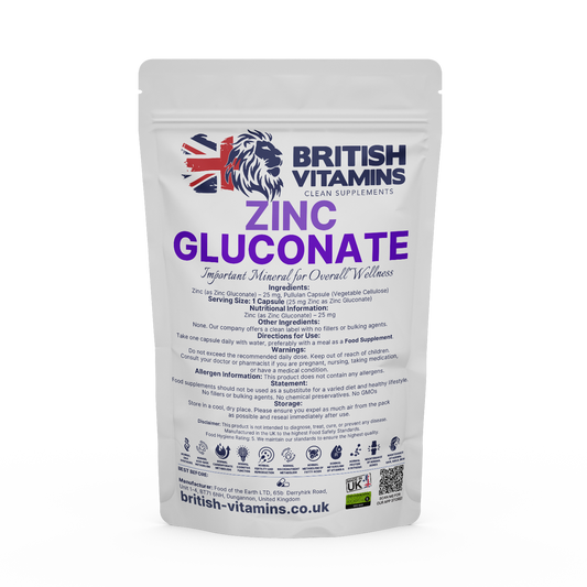 Zinc Gluconate elemental zinc 25mg Health & Beauty:Vitamins & Lifestyle Supplements:Vitamins & Minerals British Vitamins   