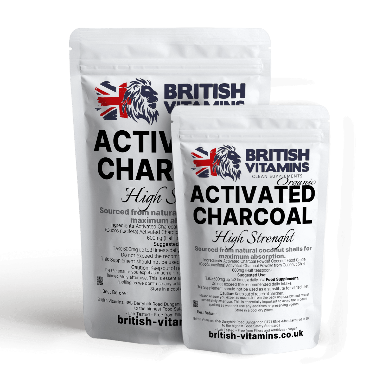 Activated Charcoal Powder Organic Coconut shell - Powder Detox Antioxidant British Vitamins   