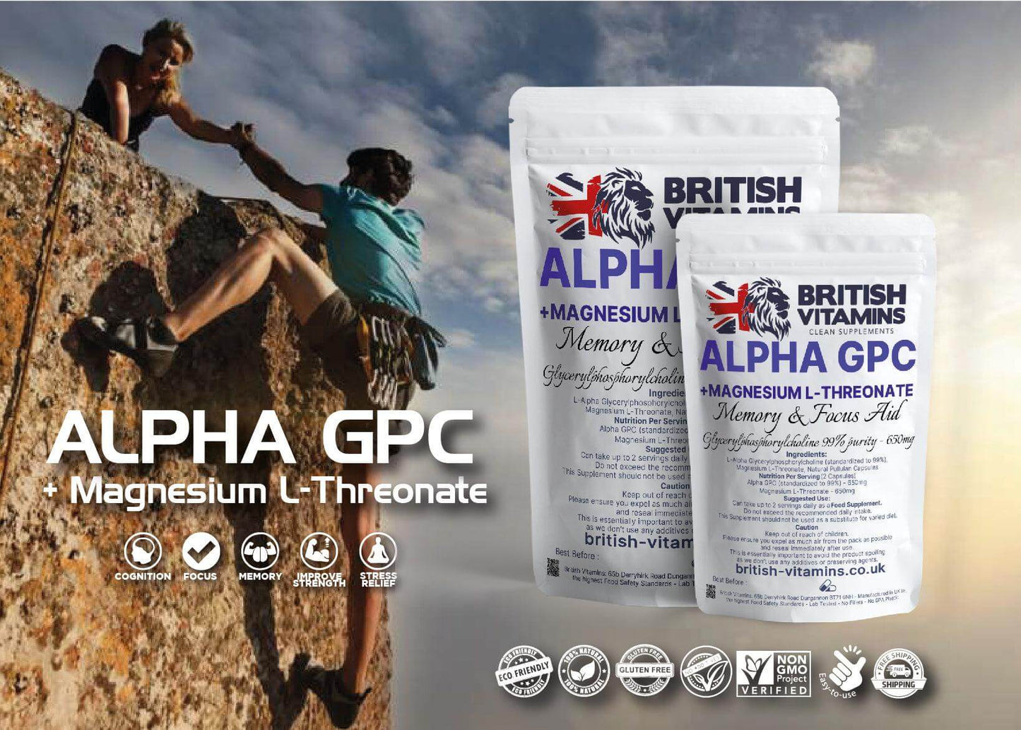 Alpha GPC + Magnesium L Threonate Health & Beauty:Vitamins & Lifestyle Supplements:Vitamins & Minerals British Vitamins   