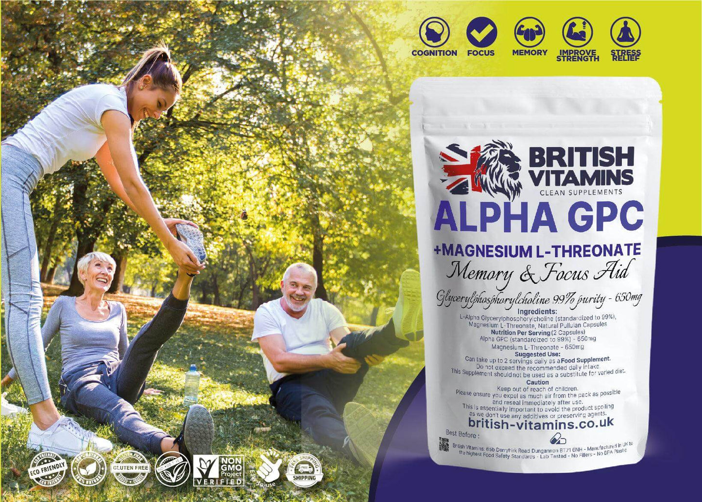 Alpha GPC + Magnesium L Threonate Health & Beauty:Vitamins & Lifestyle Supplements:Vitamins & Minerals British Vitamins   