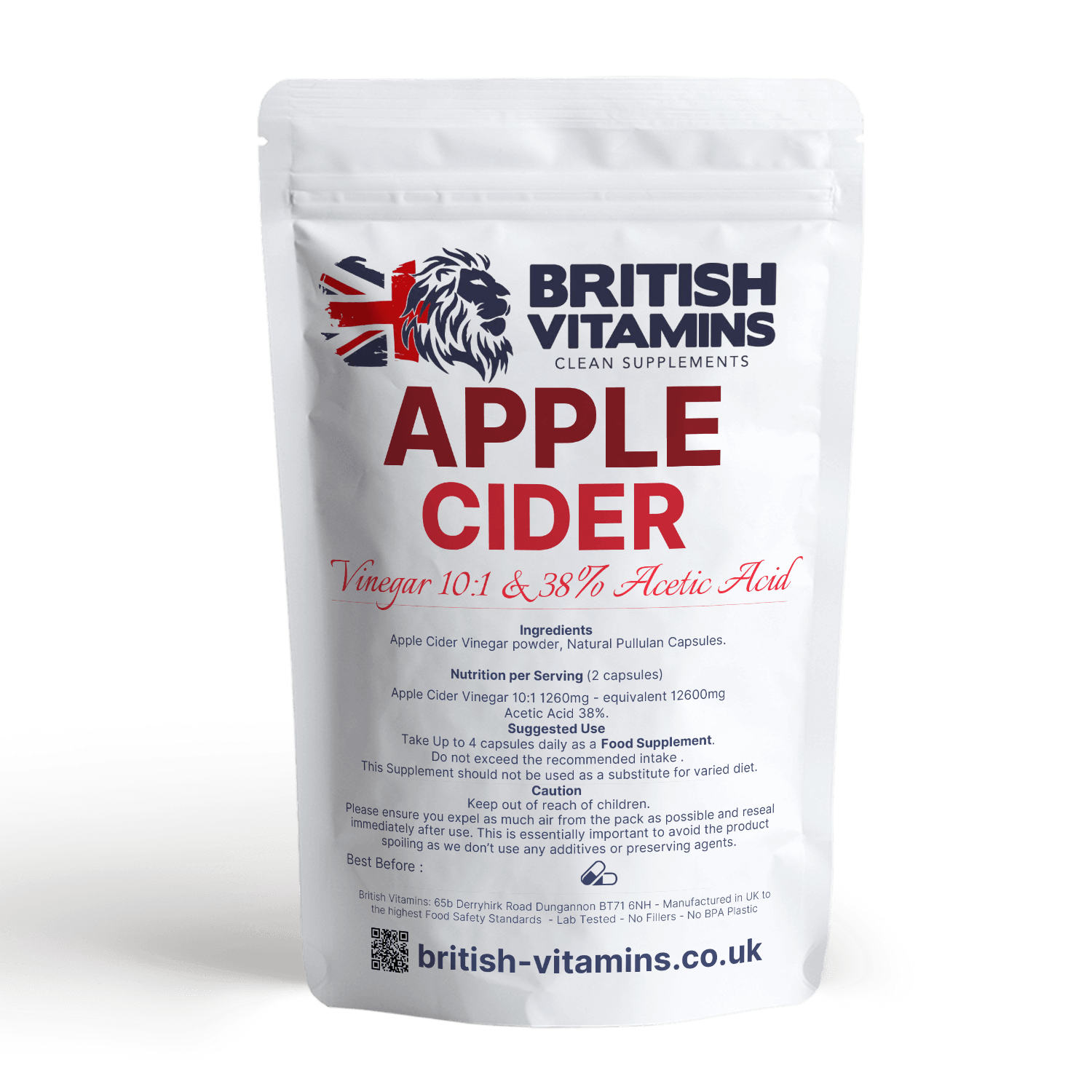 Apple Cider Vinegar Acetic Acid 38% Health & Beauty:Vitamins & Lifestyle Supplements:Vitamins & Minerals British Vitamins 5 Capsules ( Sample )  