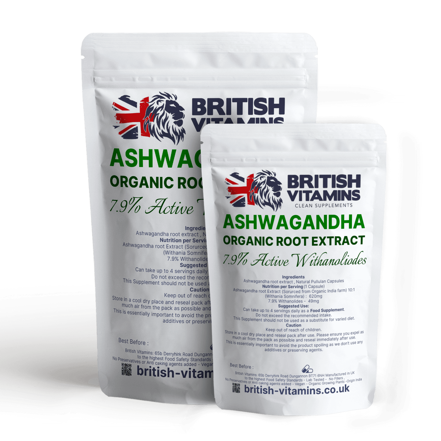 Ashwagandha Organic root extract 7.9% Withanolides Health & Beauty:Vitamins & Lifestyle Supplements:Vitamins & Minerals British Vitamins 30 Capsules  