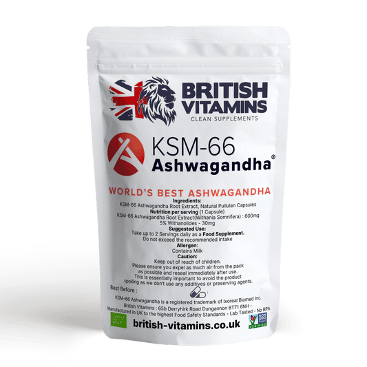 Ashwagandha Root KSM66 600mg Organic Certified Health & Beauty:Vitamins & Lifestyle Supplements:Vitamins & Minerals British Vitamins 30 Capsules  