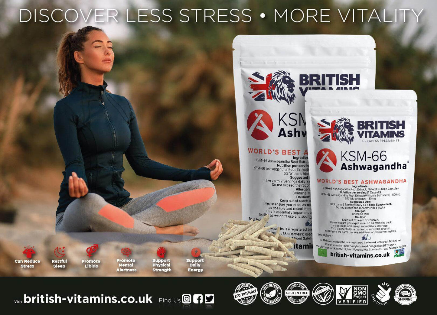 Ashwagandha Root KSM66 600mg Organic Certified Health & Beauty:Vitamins & Lifestyle Supplements:Vitamins & Minerals British Vitamins   