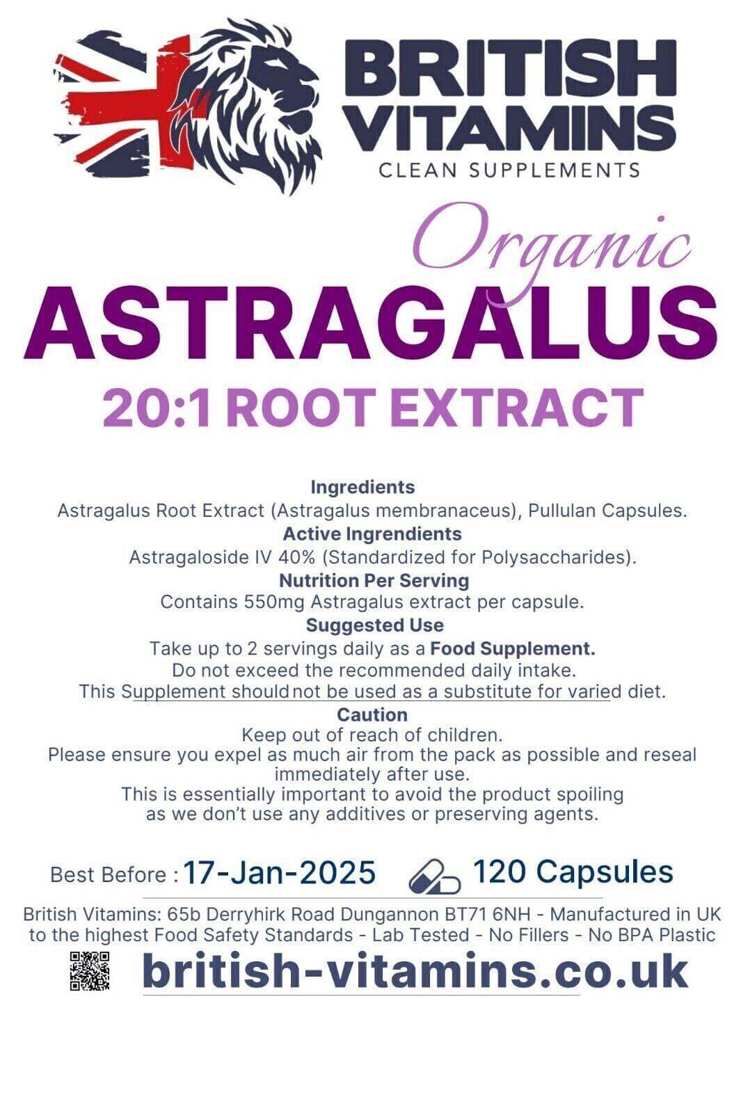 Astragalus Root extract capsules Health & Beauty:Vitamins & Lifestyle Supplements:Vitamins & Minerals British Vitamins   