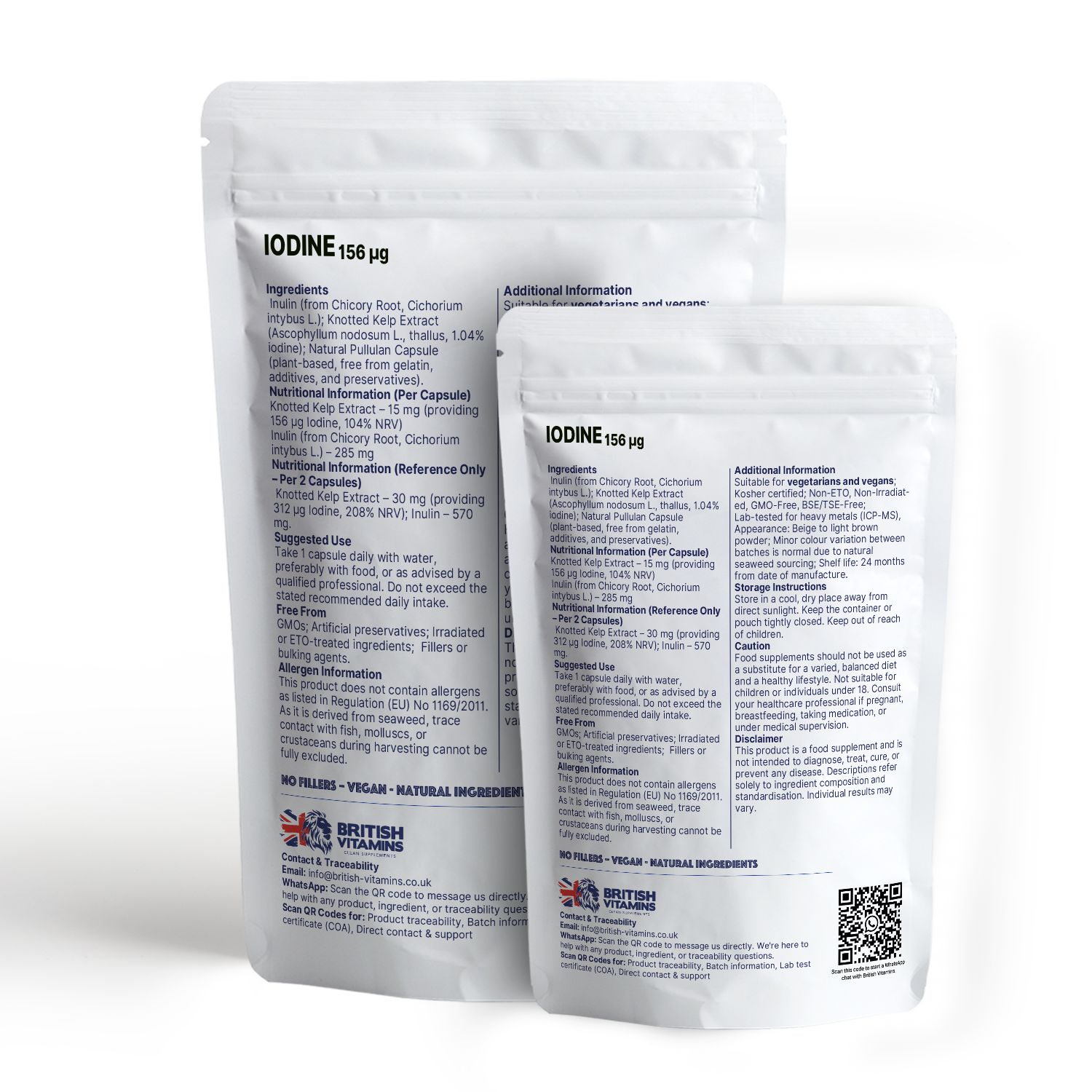 Iodine 156 µg (Knotted Kelp Seaweed) – Natural Vegan Food Supplement British Vitamins