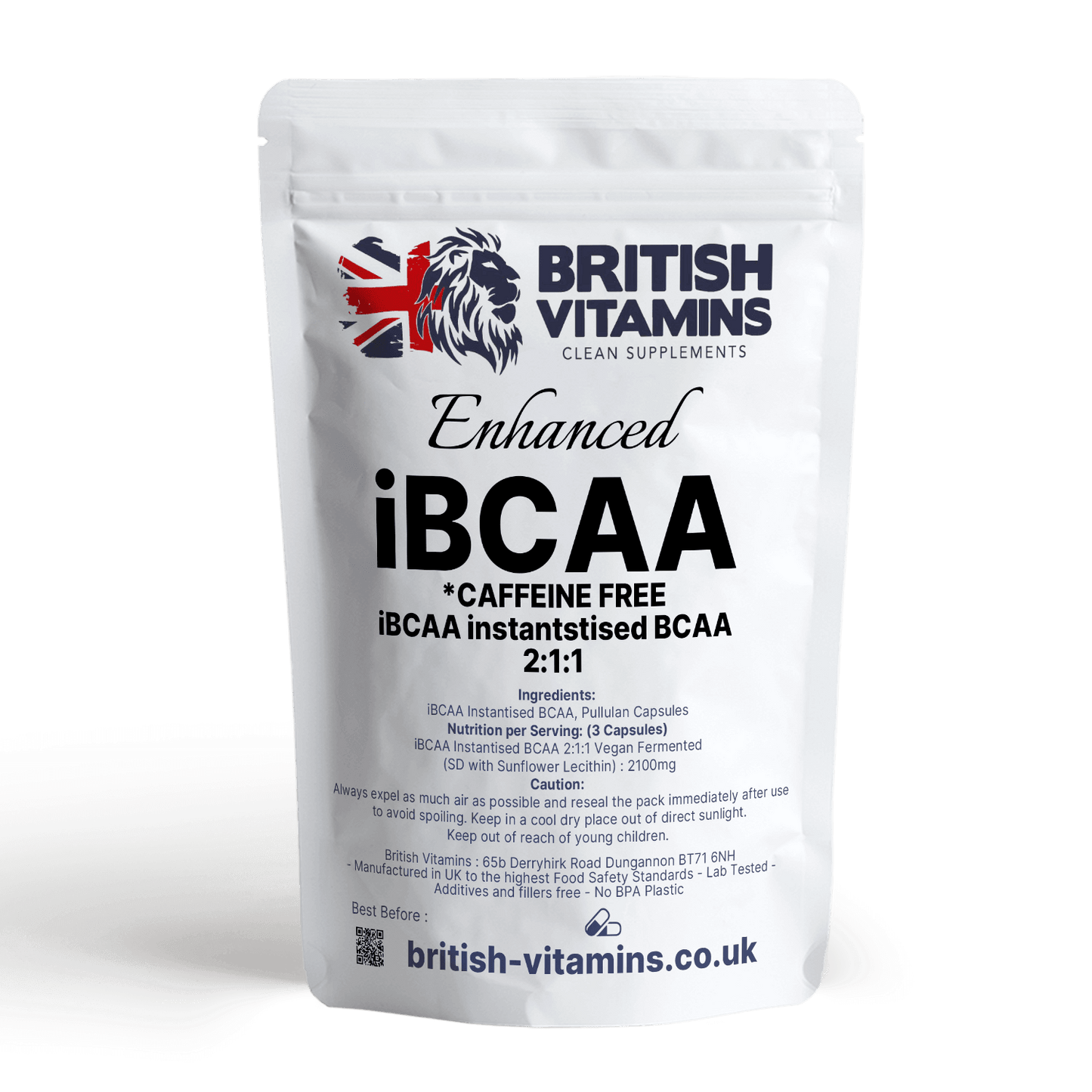 BCAA 2:1:1 Amino Health & Beauty:Vitamins & Lifestyle Supplements:Vitamins & Minerals British Vitamins 120 Capsules  