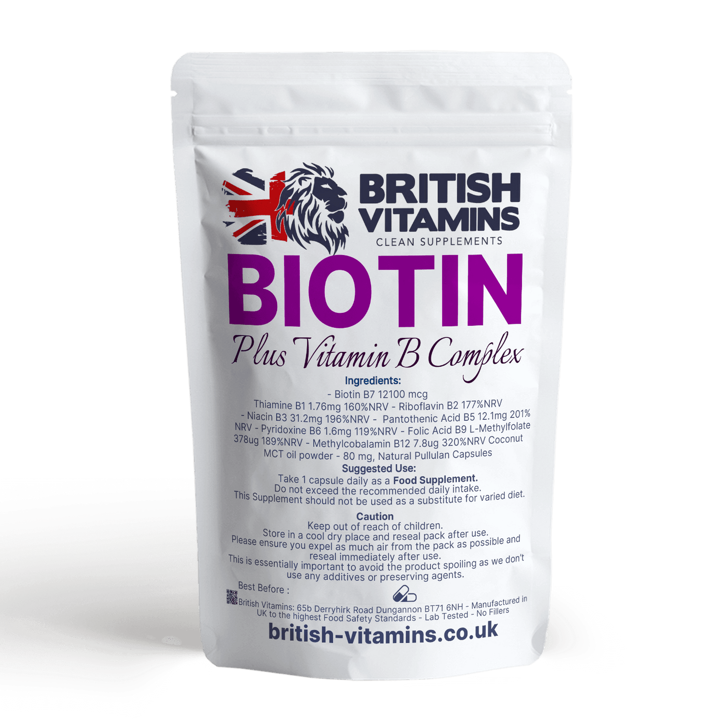 Biotin + Vitamin B Complex Health & Beauty:Vitamins & Lifestyle Supplements:Vitamins & Minerals British Vitamins 60 Capsules  