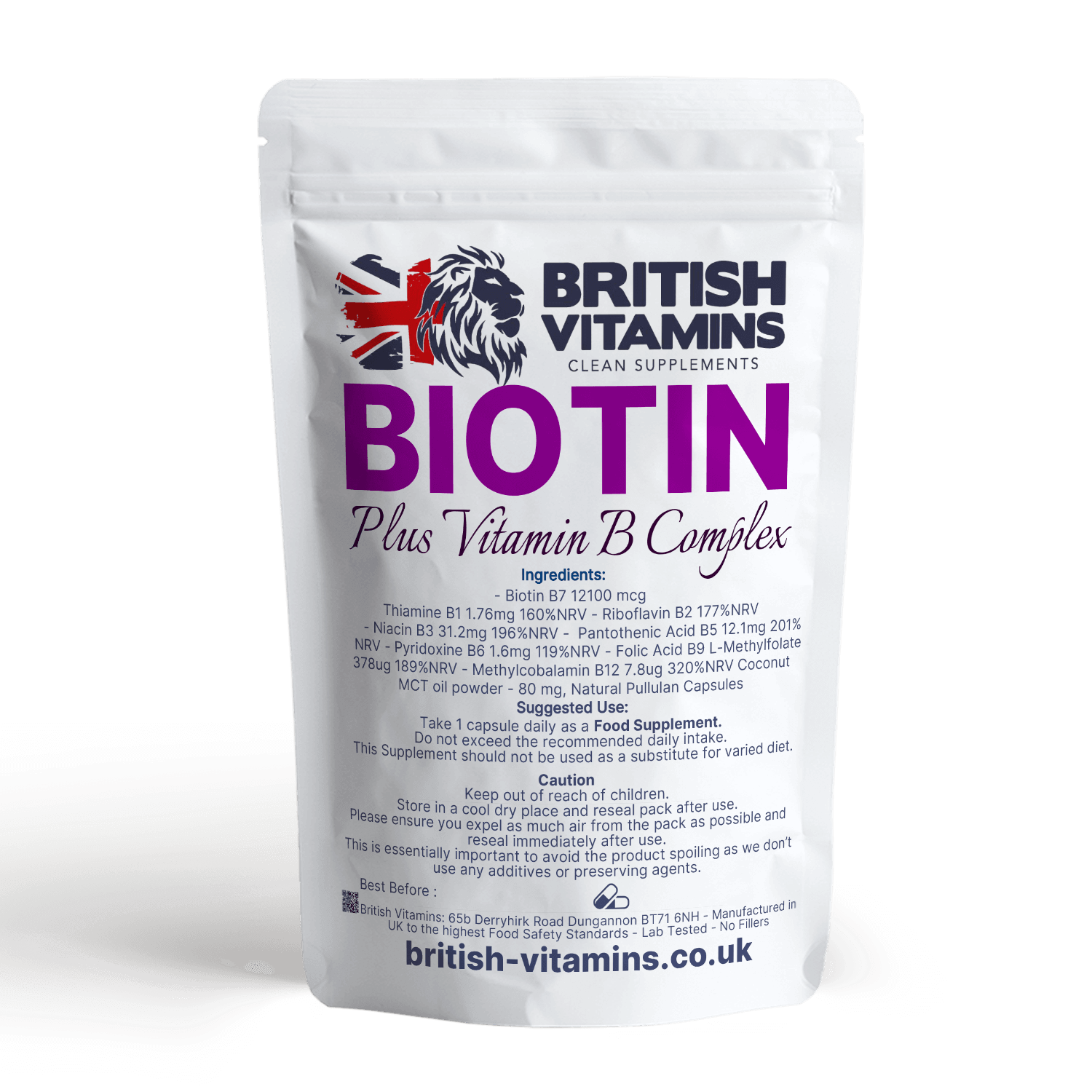 Biotin + Vitamin B Complex Health & Beauty:Vitamins & Lifestyle Supplements:Vitamins & Minerals British Vitamins 60 Capsules  