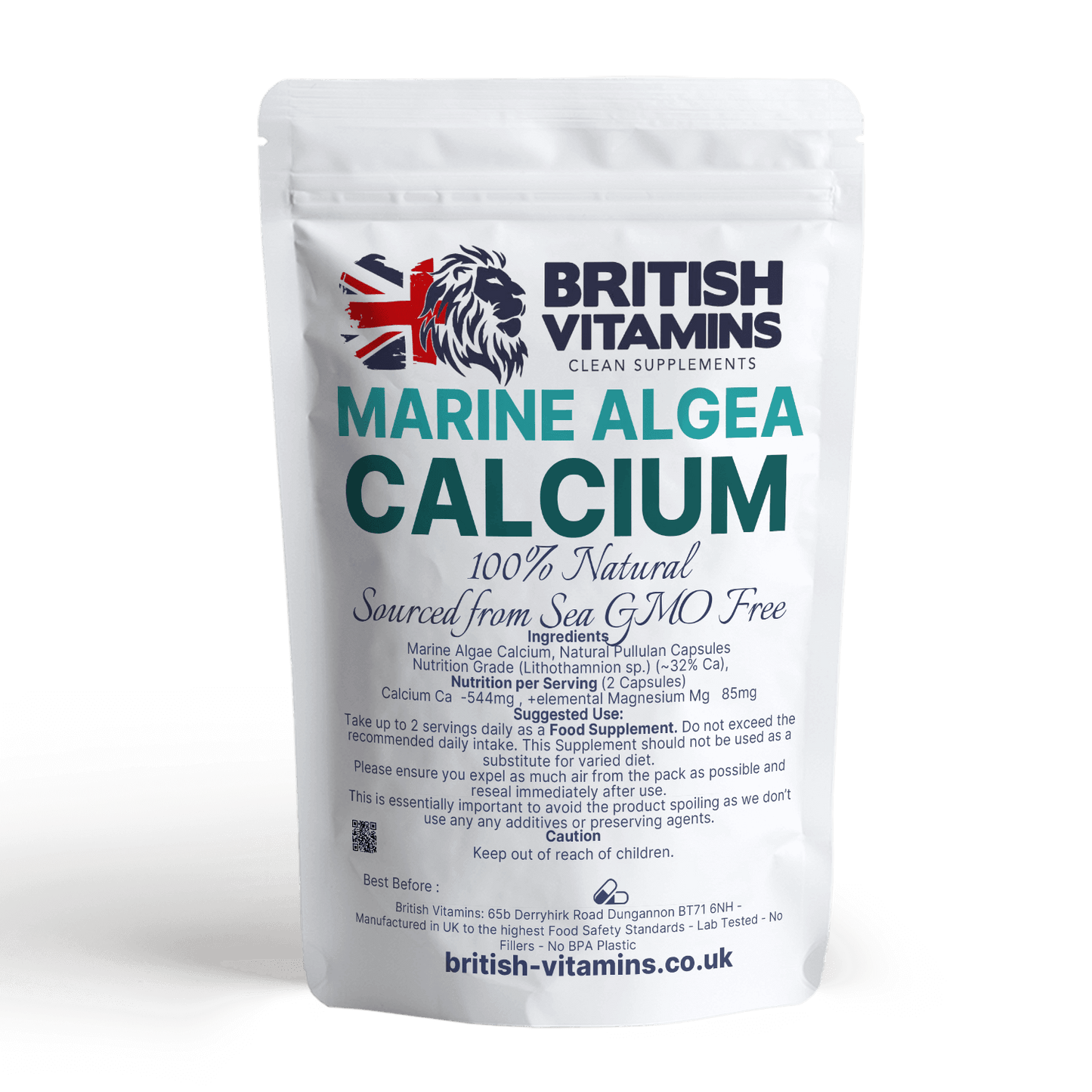 Calcium Marine Natural + Magnesium Health & Beauty:Vitamins & Lifestyle Supplements:Vitamins & Minerals British Vitamins 60 Capsules  