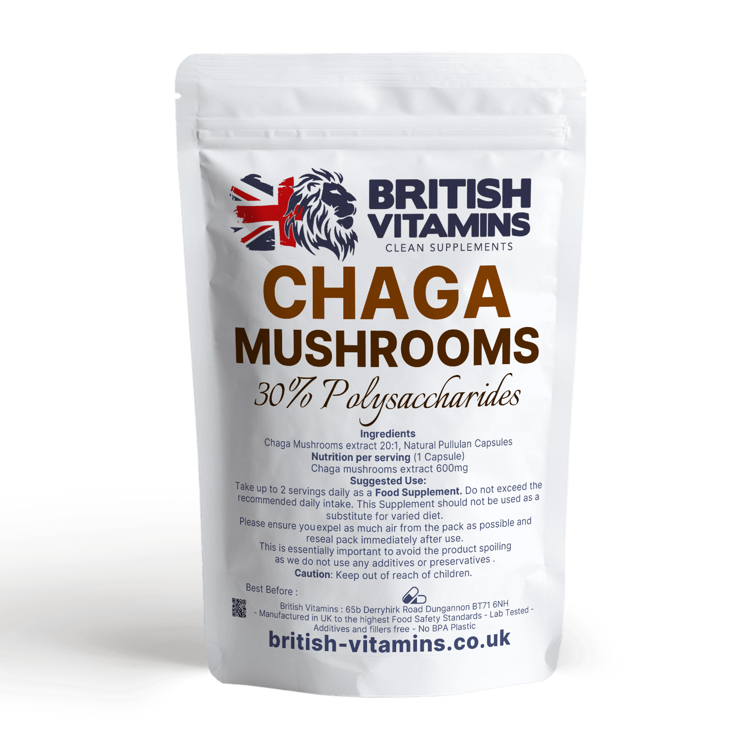 Chaga Mushroom 30% Polysaccharides & 20% Beta Glucans