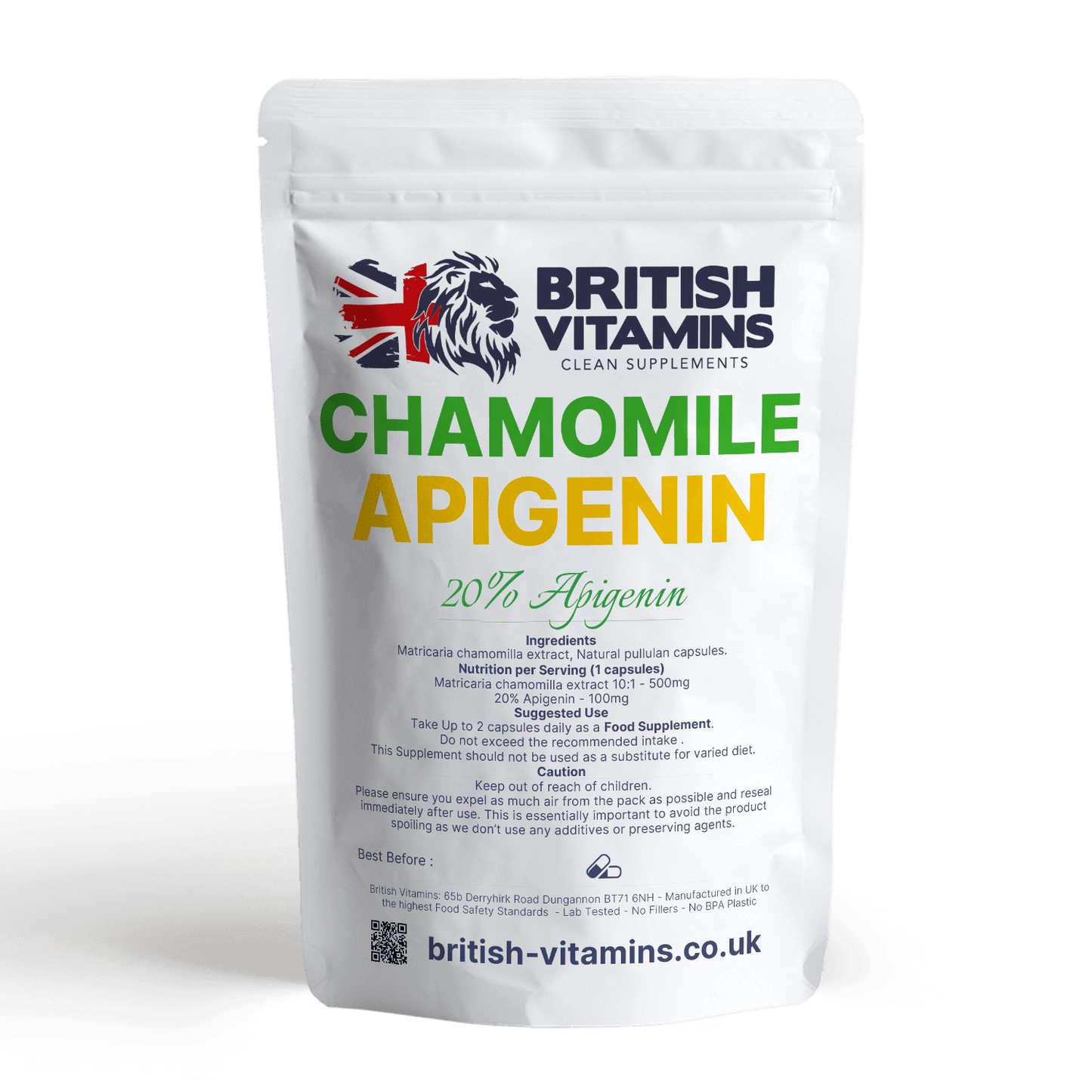 Chamomile Extract 500mg Health & Beauty:Vitamins & Lifestyle Supplements:Sports Supplements:Protein Shakes & Bodybuilding British Vitamins 60 capsules  