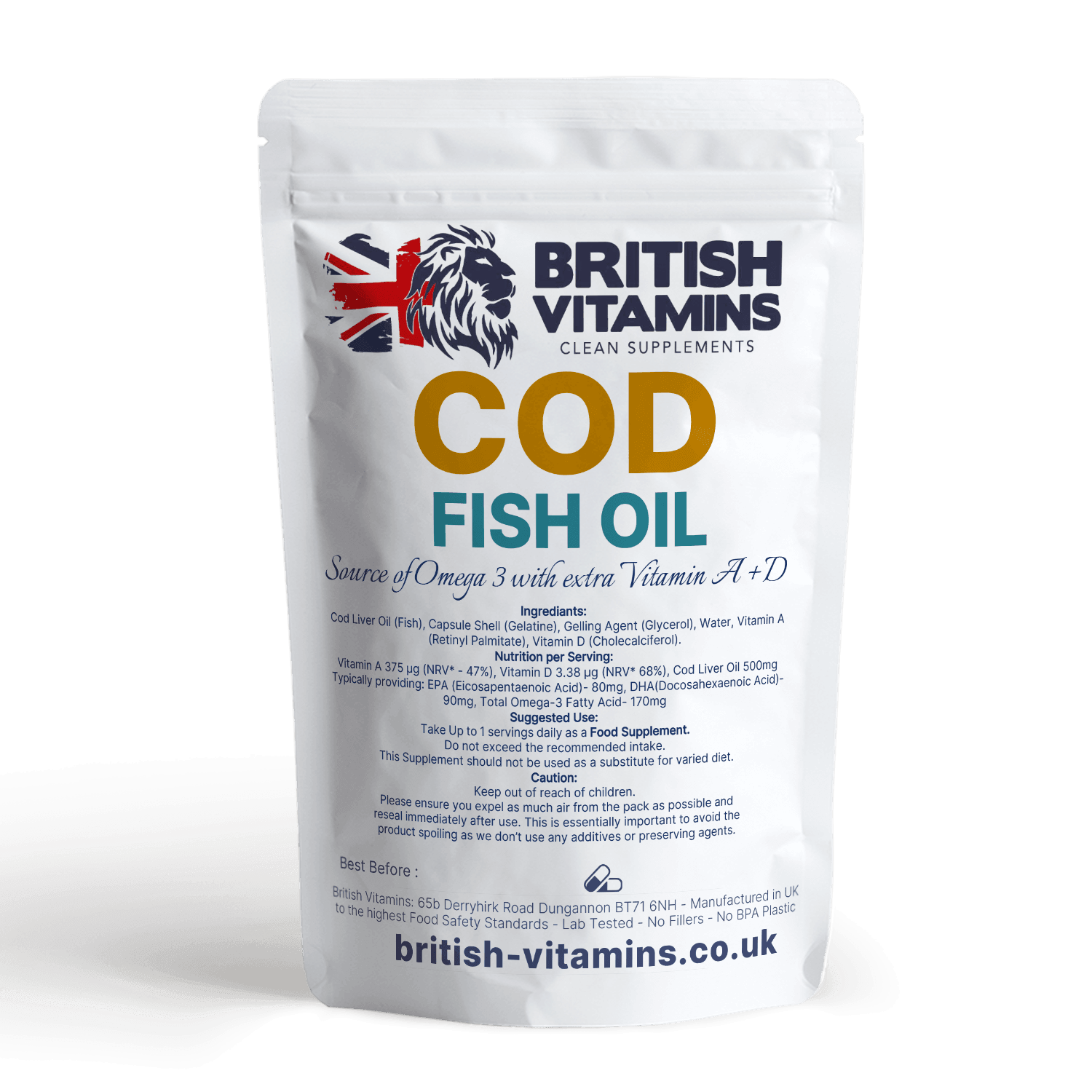 Cod Fish Oil 550mg Softgels Food Supplement British Vitamins 60  