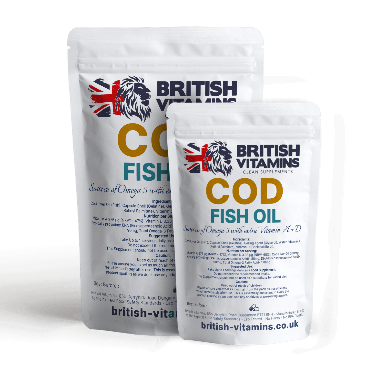 Cod Fish Oil 550mg Softgels Food Supplement British Vitamins   