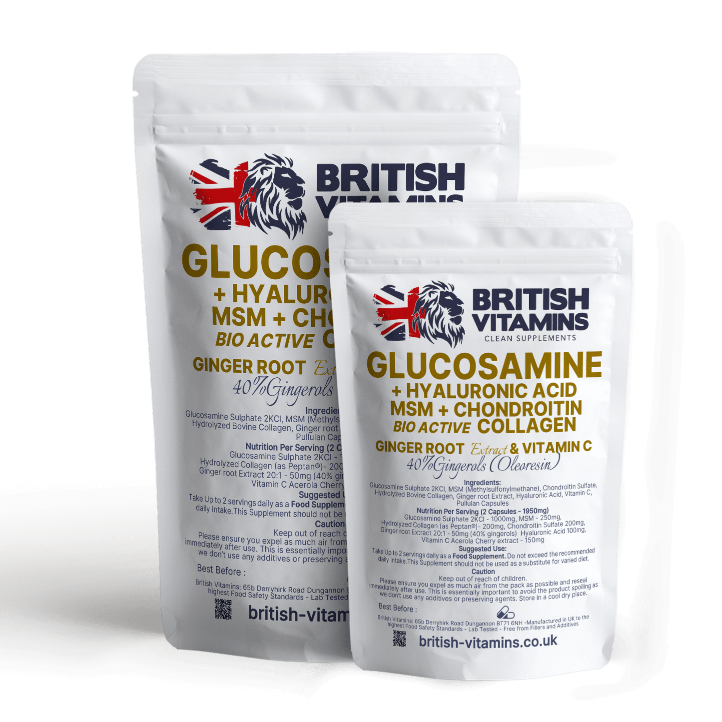 Glucosamine (2KCL), Chondroitin, MSM, Collagen, Hyaluronic Acid, Ginger Root, Vitamin C Supplement Health & Beauty:Vitamins & Lifestyle Supplements:Vitamins & Minerals British Vitamins 5 Capsules ( Sample )  