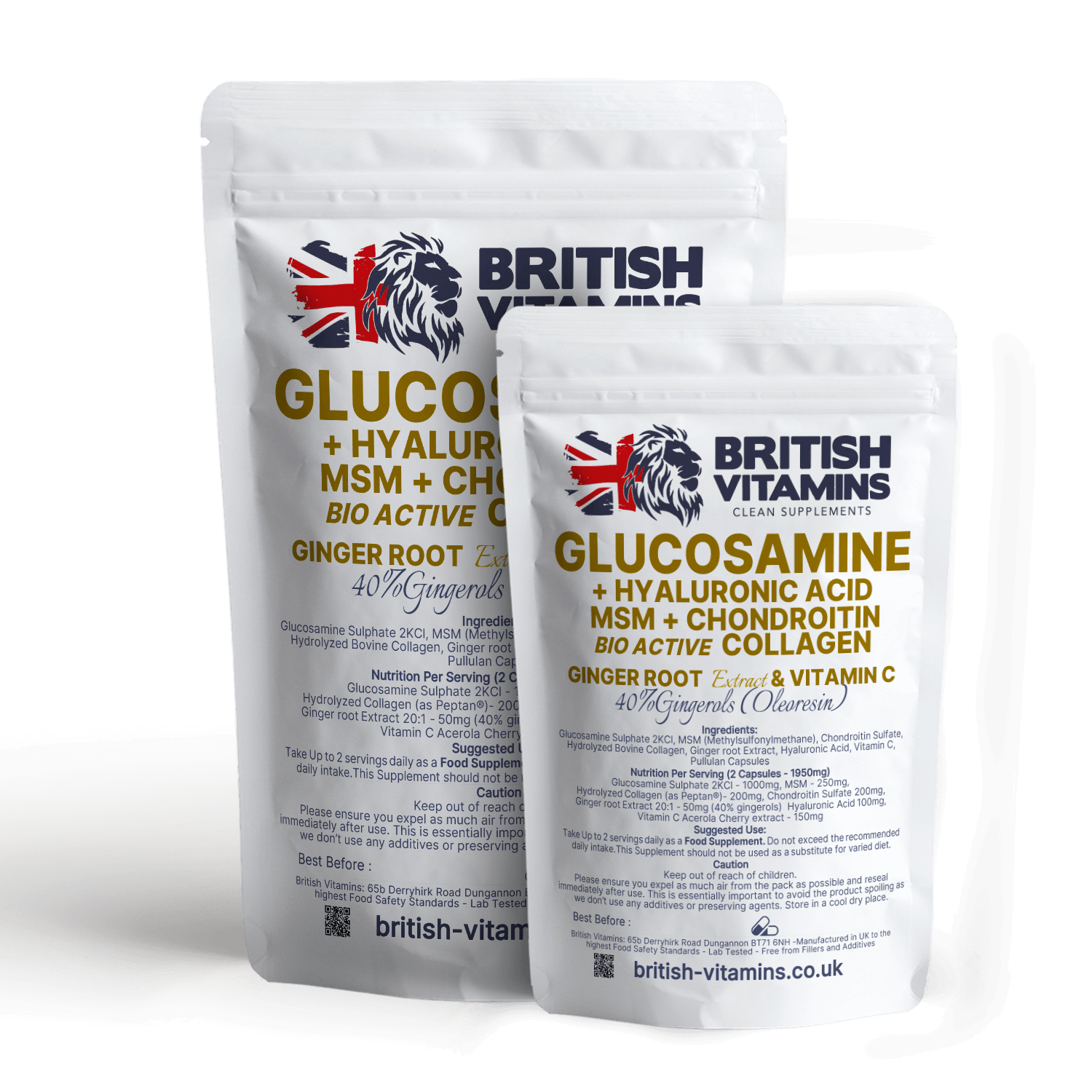 Glucosamine (2KCL), Chondroitin, MSM, Collagen, Hyaluronic Acid, Ginger Root, Vitamin C Supplement Health & Beauty:Vitamins & Lifestyle Supplements:Vitamins & Minerals British Vitamins 5 Capsules ( Sample )  