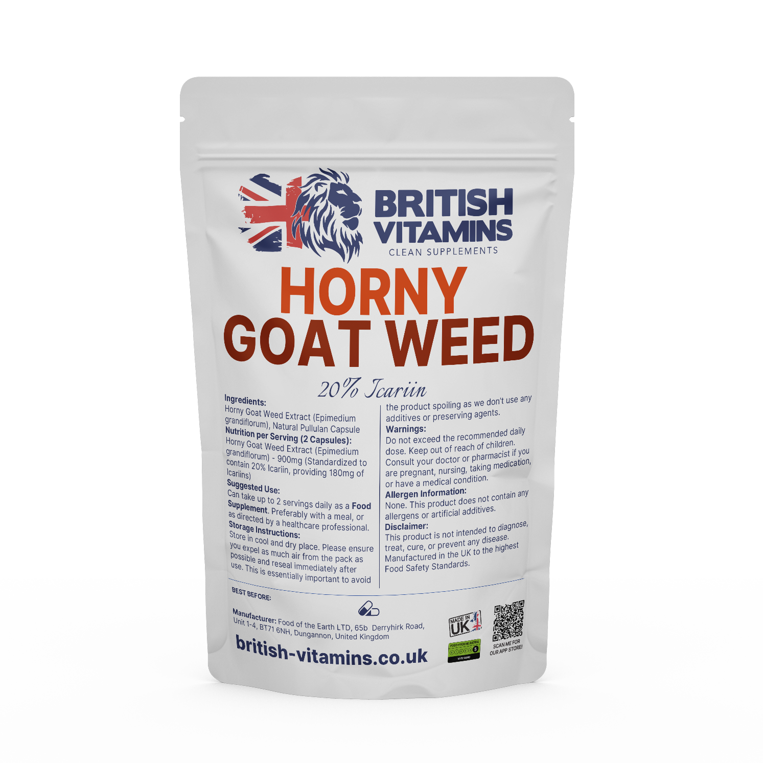 Horny Goat Weed Capsules Health & Beauty:Vitamins & Lifestyle Supplements:Sports Supplements:Protein Shakes & Bodybuilding British Vitamins 5 capsules