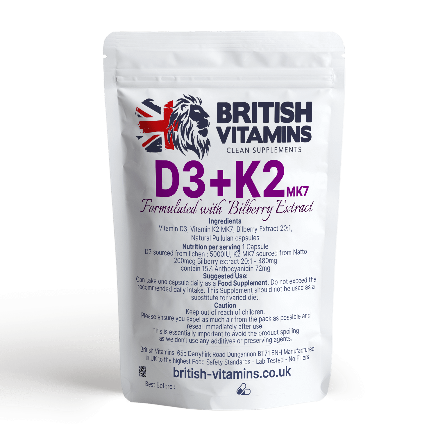 D3 + K2 & Bilberry Extract Health & Beauty:Vitamins & Lifestyle Supplements:Sports Supplements:Protein Shakes & Bodybuilding British Vitamins   