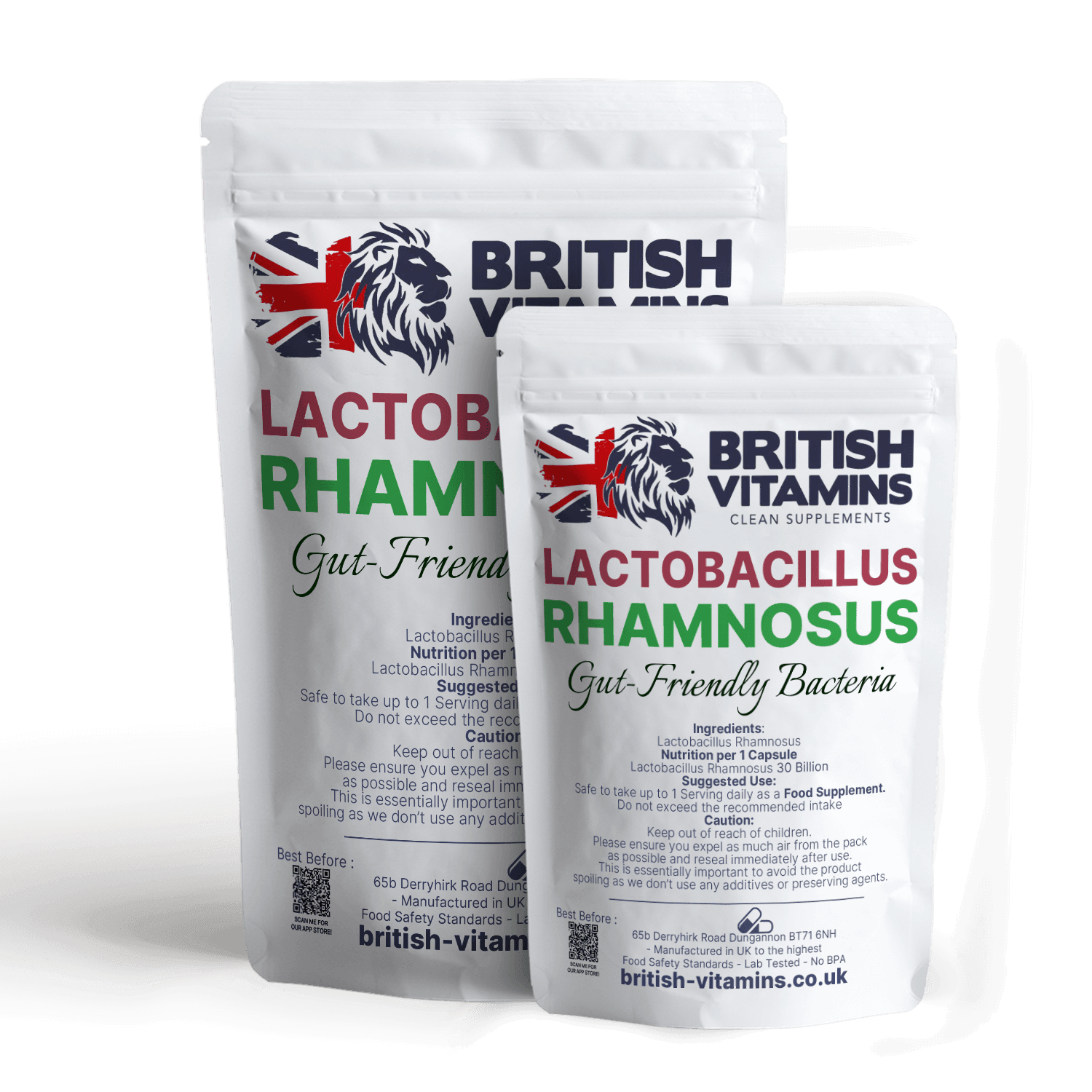 Lactobacillus Rhamnosus 30 Billion CFU Vegan Food Supplement British Vitamins   