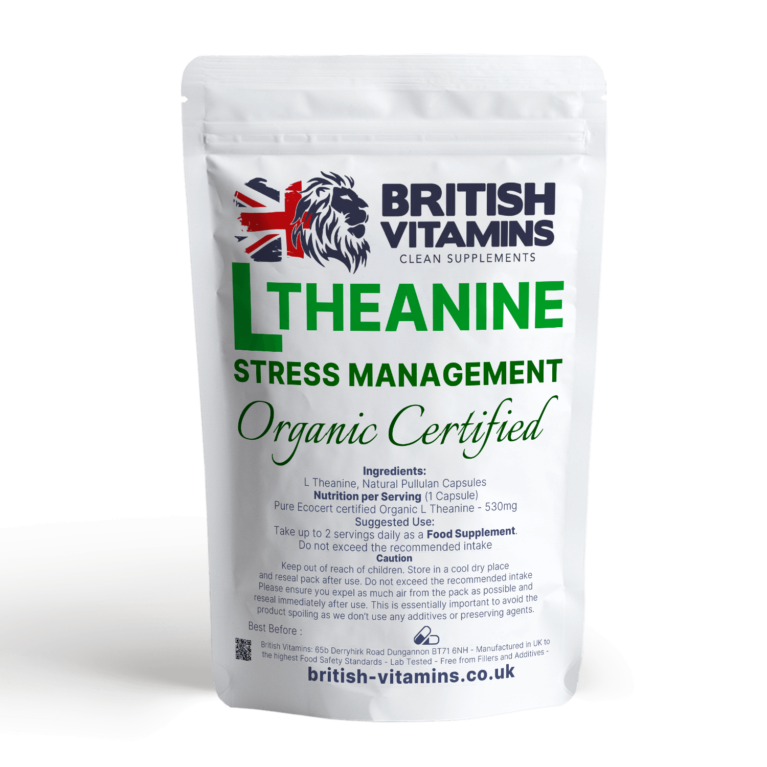 L Theanine 530mg Capsules Supplements No Fillers Health & Beauty:Vitamins & Lifestyle Supplements:Vitamins & Minerals British Vitamins   