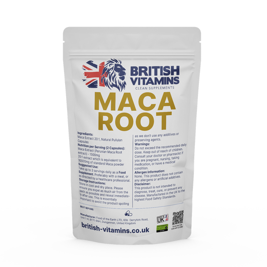 Maca Extract 20:1 Peruvian 750mg equivalent to 15000mg Aditives Free Health & Beauty:Vitamins & Lifestyle Supplements:Vitamins & Minerals British Vitamins 60 Capsules (1 month Supply )