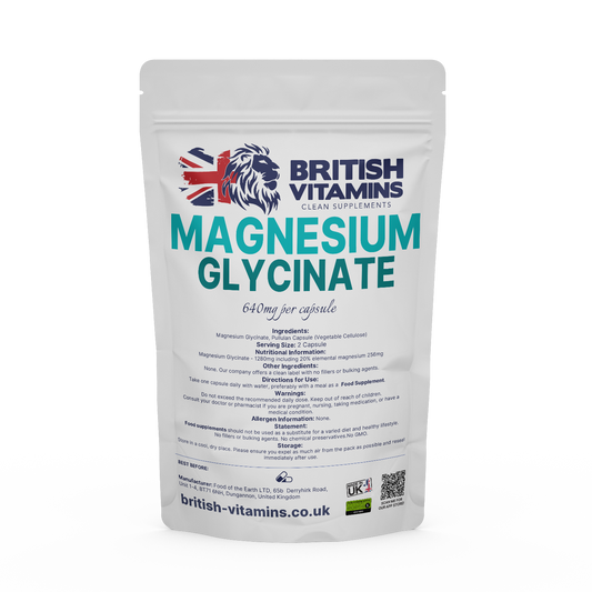 Magnesium Glycinate contains 20% elemental magnesium Health & Beauty:Vitamins & Lifestyle Supplements:Sports Supplements:Protein Shakes & Bodybuilding British Vitamins 5 capsules  