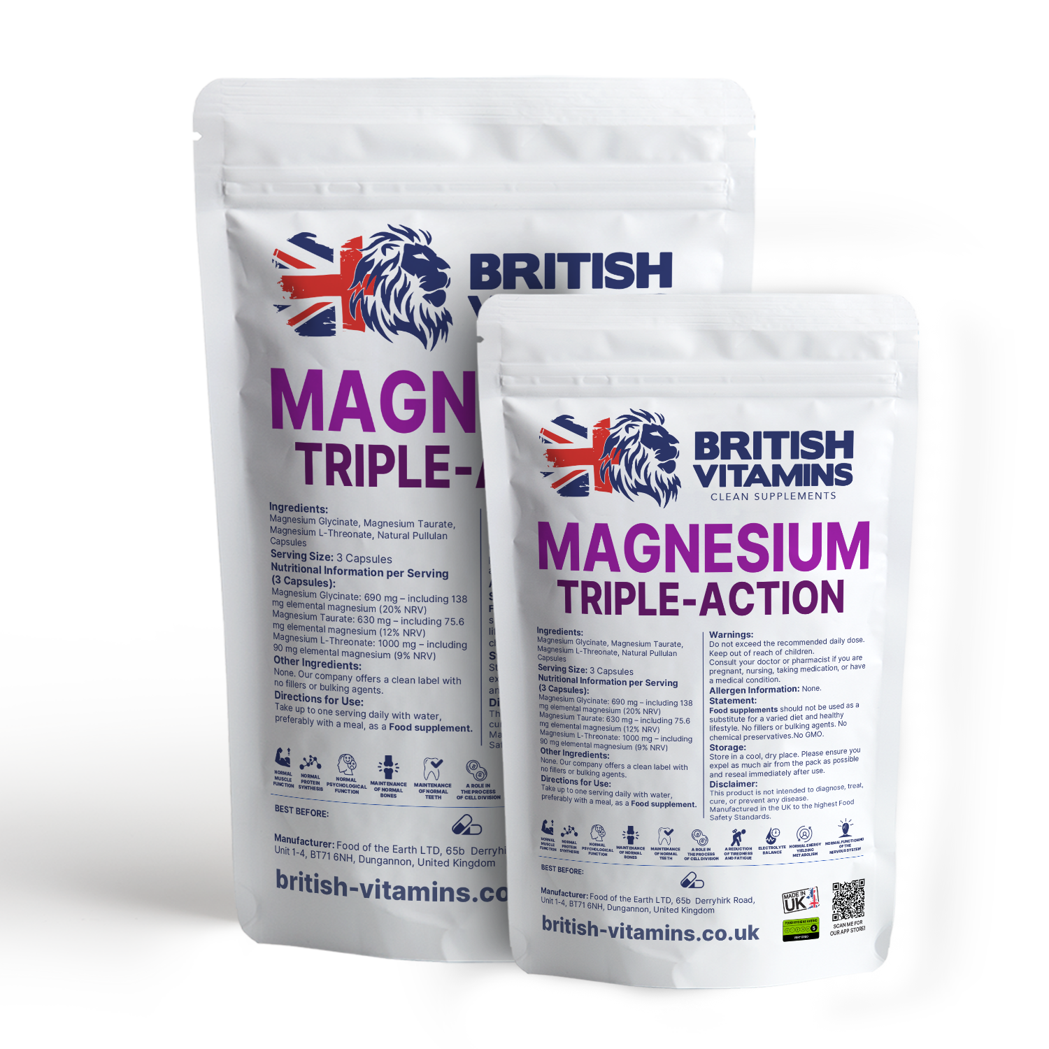 Magnesium Triple-Action Magnesium L Threonate Taurate Glycinate Complex Health & Beauty:Vitamins & Lifestyle Supplements:Vitamins & Minerals British Vitamins   