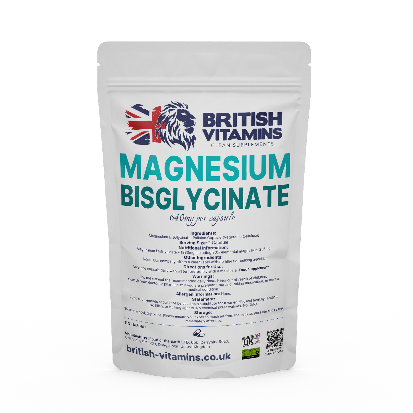 Magnesium BisGlycinate 20% elemental magnesium Health & Beauty:Vitamins & Lifestyle Supplements:Vitamins & Minerals British Vitamins 5 Capsules ( Sample )  