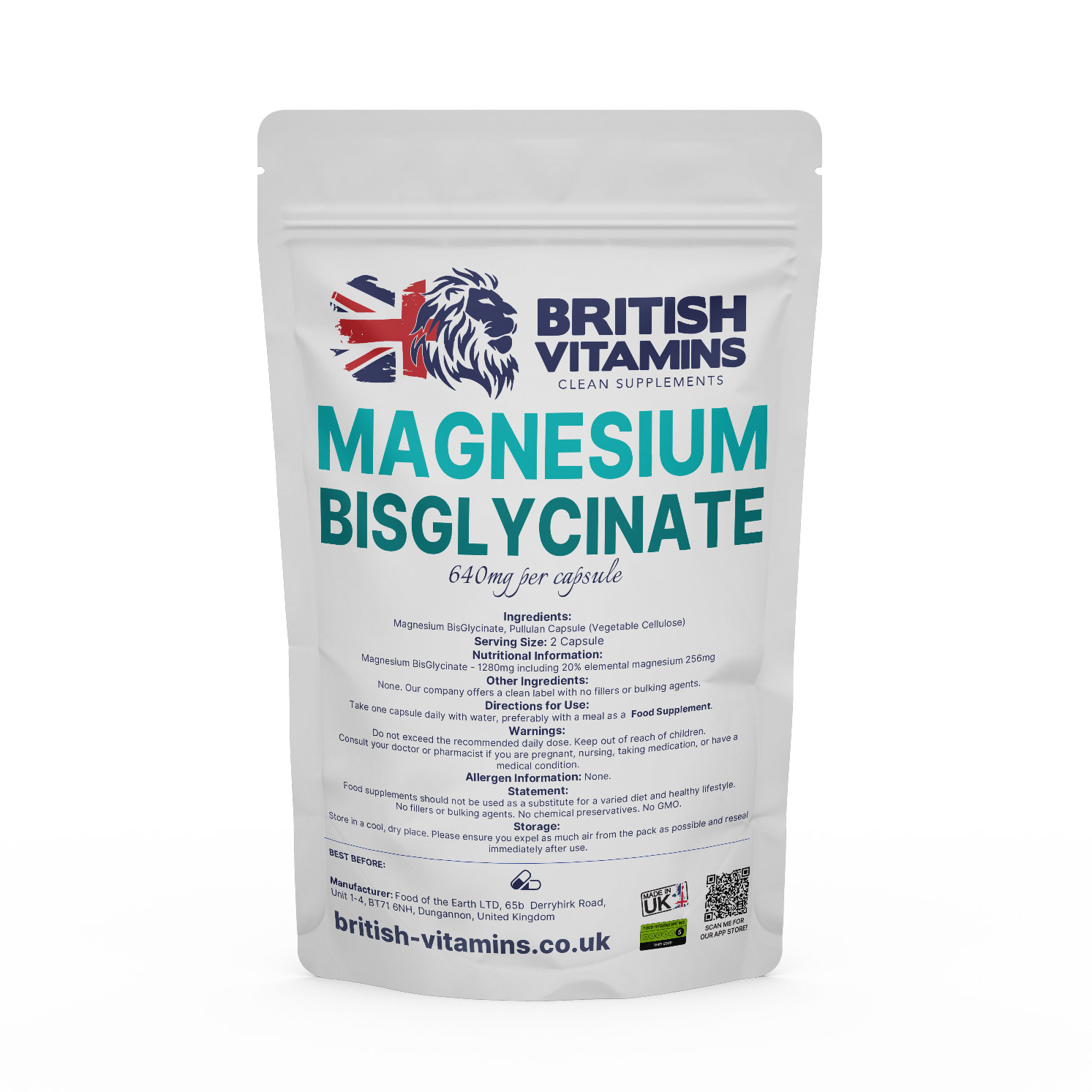 Magnesium BisGlycinate 20% elemental magnesium Health & Beauty:Vitamins & Lifestyle Supplements:Vitamins & Minerals British Vitamins 5 Capsules ( Sample )  