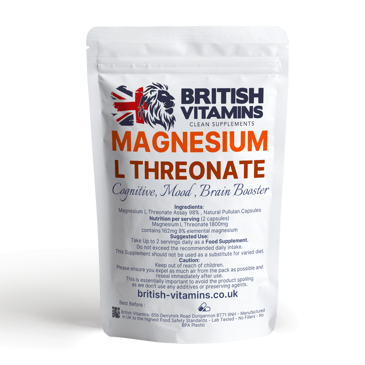 Magnesium L Threonate 900mg 9% elemental magnesium Health & Beauty:Vitamins & Lifestyle Supplements:Vitamins & Minerals British Vitamins   