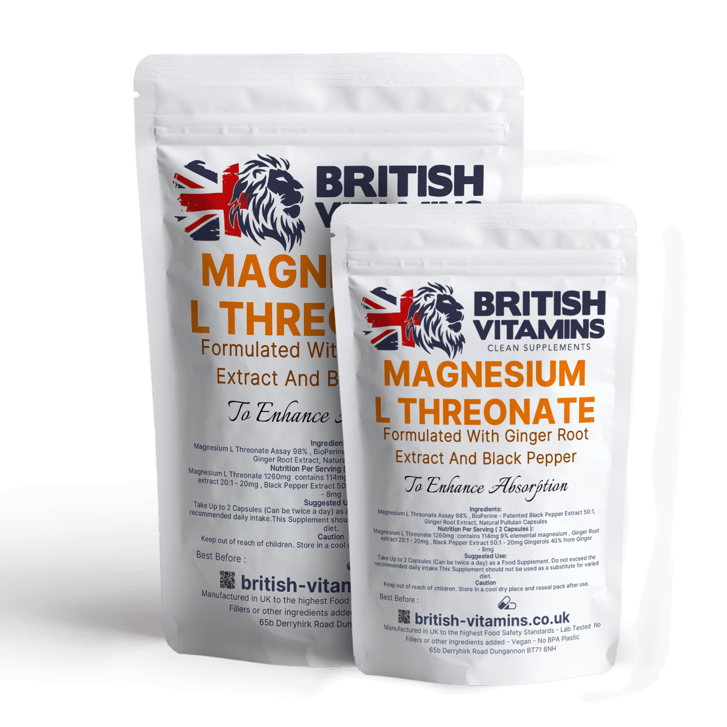 Magnesium L Threonate Black Pepper Ginger Premium Blend Capsules Health & Beauty:Vitamins & Lifestyle Supplements:Vitamins & Minerals British Vitamins   