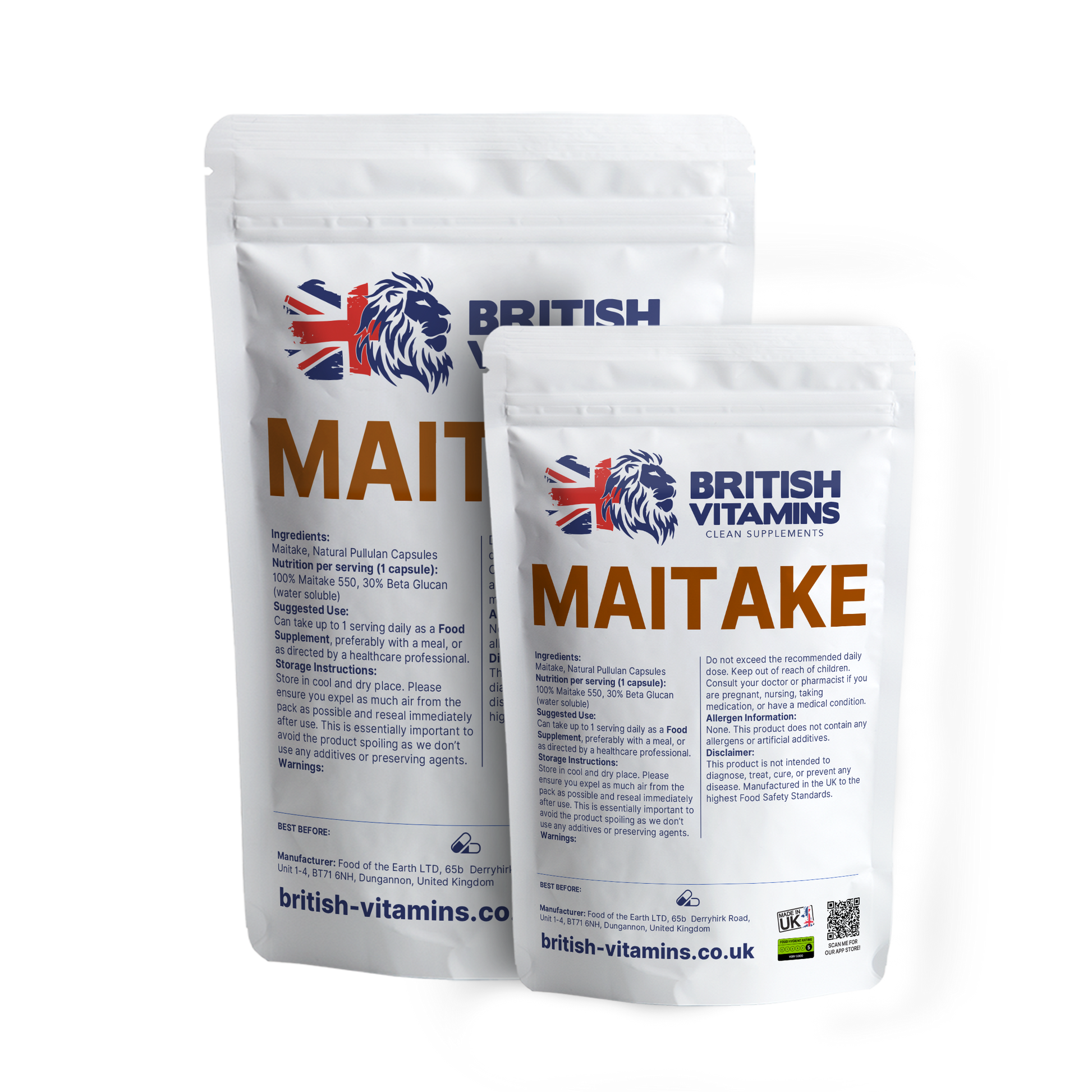 Maitake Mushroom 30% Beta Glucan Food Supplement British Vitamins