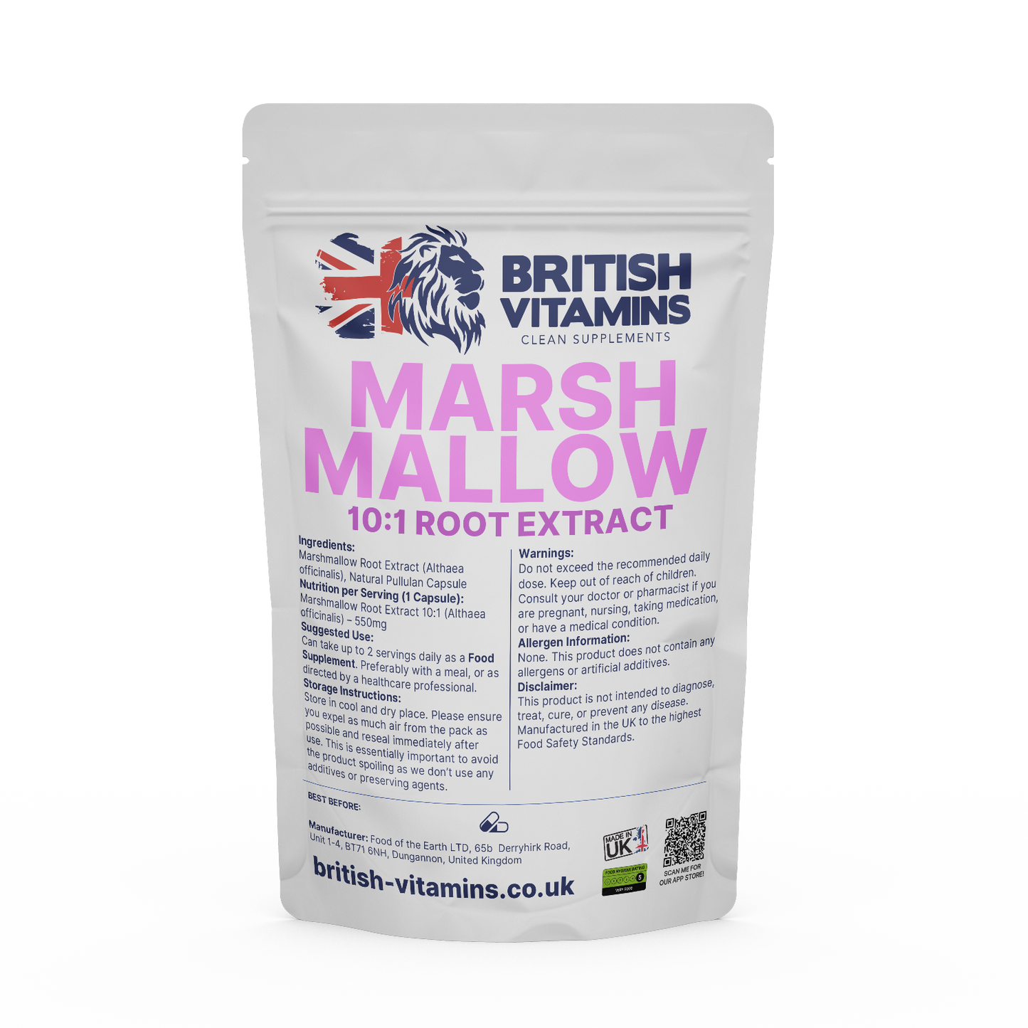 Marshmallow Root Extract 10:1 extract Health & Beauty:Vitamins & Lifestyle Supplements:Sports Supplements:Protein Shakes & Bodybuilding British Vitamins 5 capsules