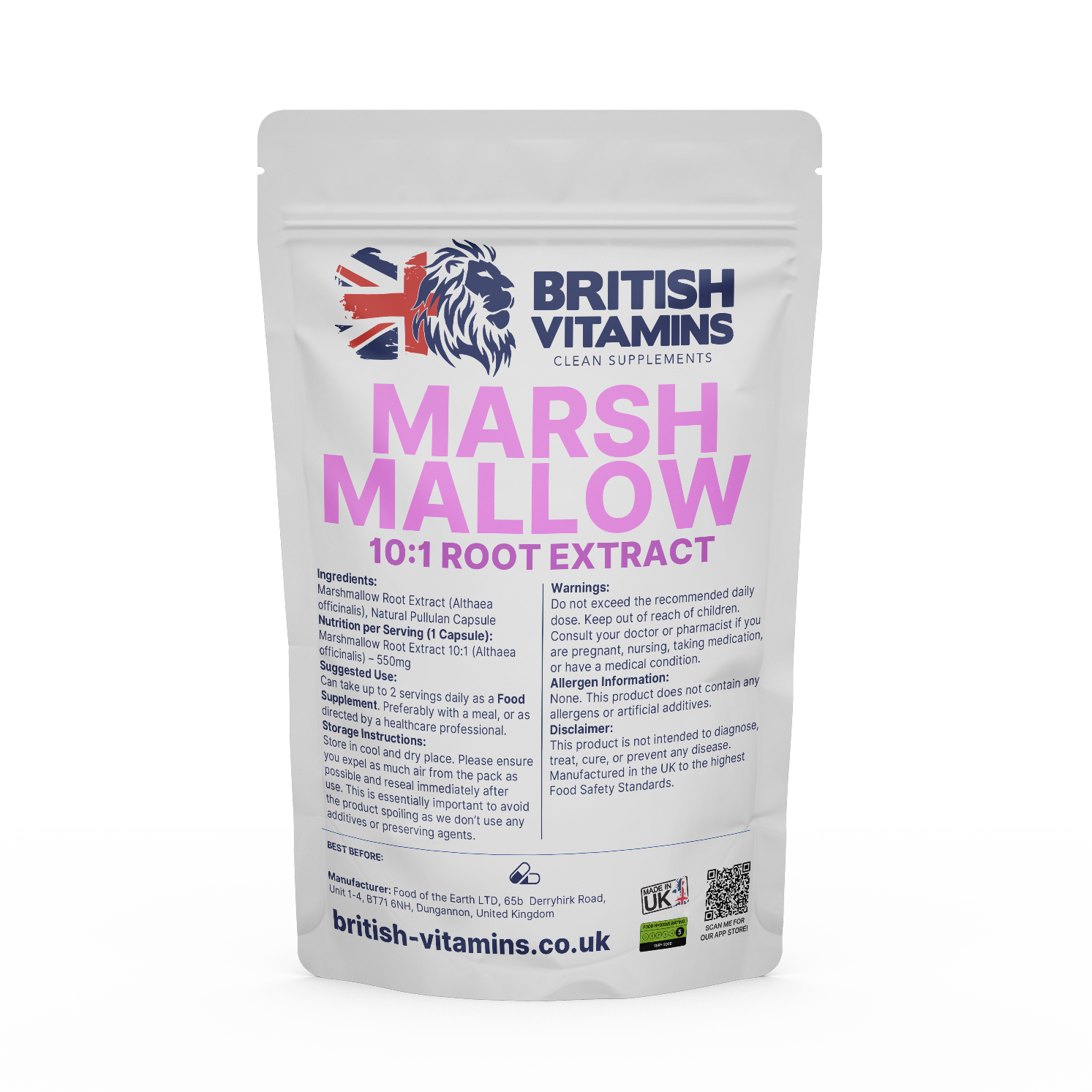 Marshmallow Root Extract 10:1 extract Health & Beauty:Vitamins & Lifestyle Supplements:Sports Supplements:Protein Shakes & Bodybuilding British Vitamins 5 capsules