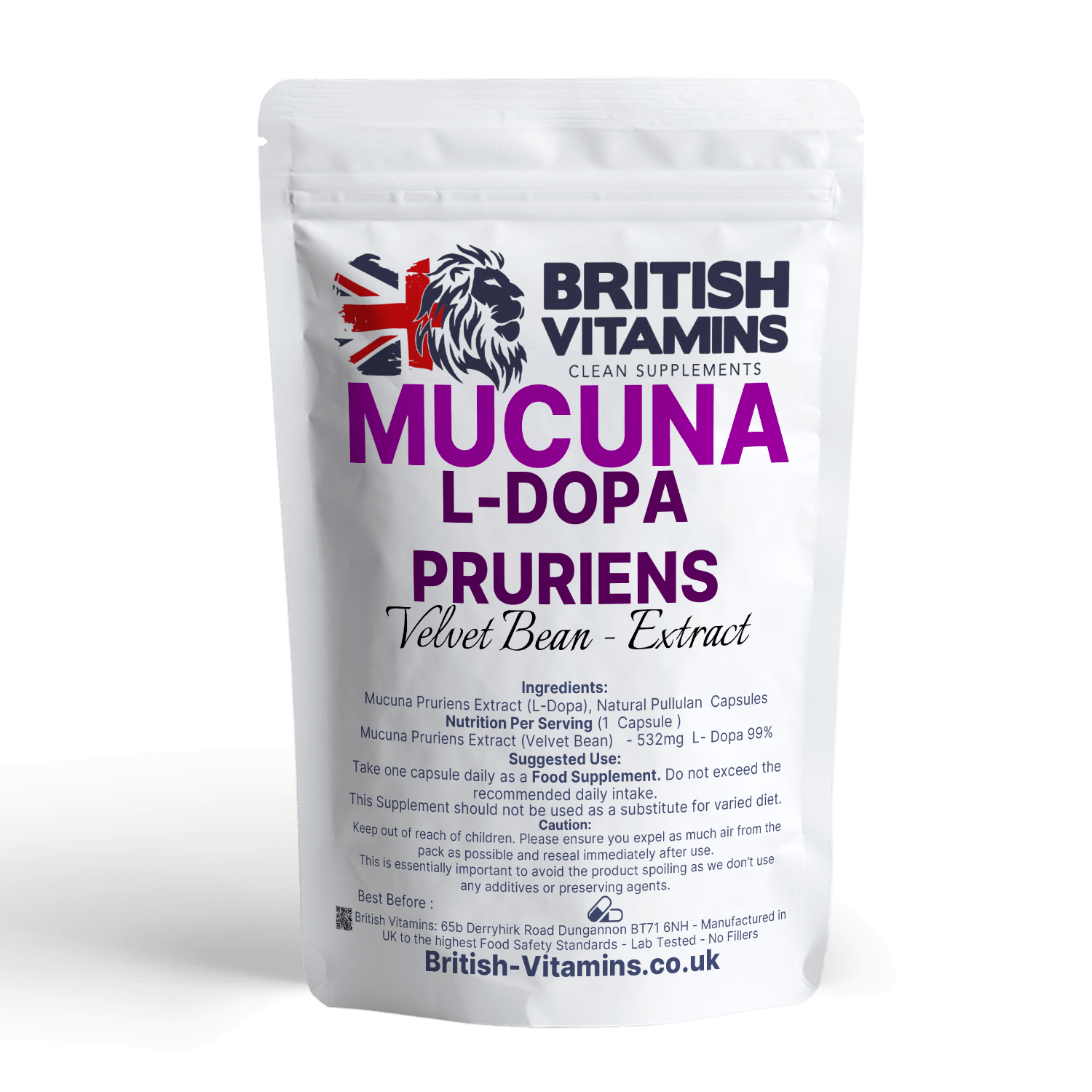 Mucuna Puriens Extract Capsules Health & Beauty:Vitamins & Lifestyle Supplements:Vitamins & Minerals British Vitamins   