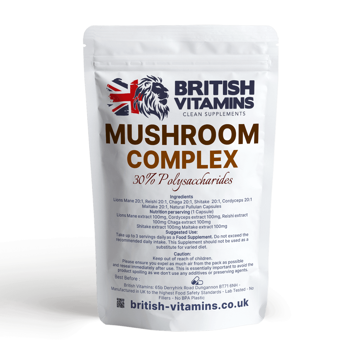 Mushroom Complex 6 Mushrooms Extract 30% polysaccharides Lions Mane, Chaga, Cordyceps, Reishi Health & Beauty:Vitamins & Lifestyle Supplements:Vitamins & Minerals British Vitamins   