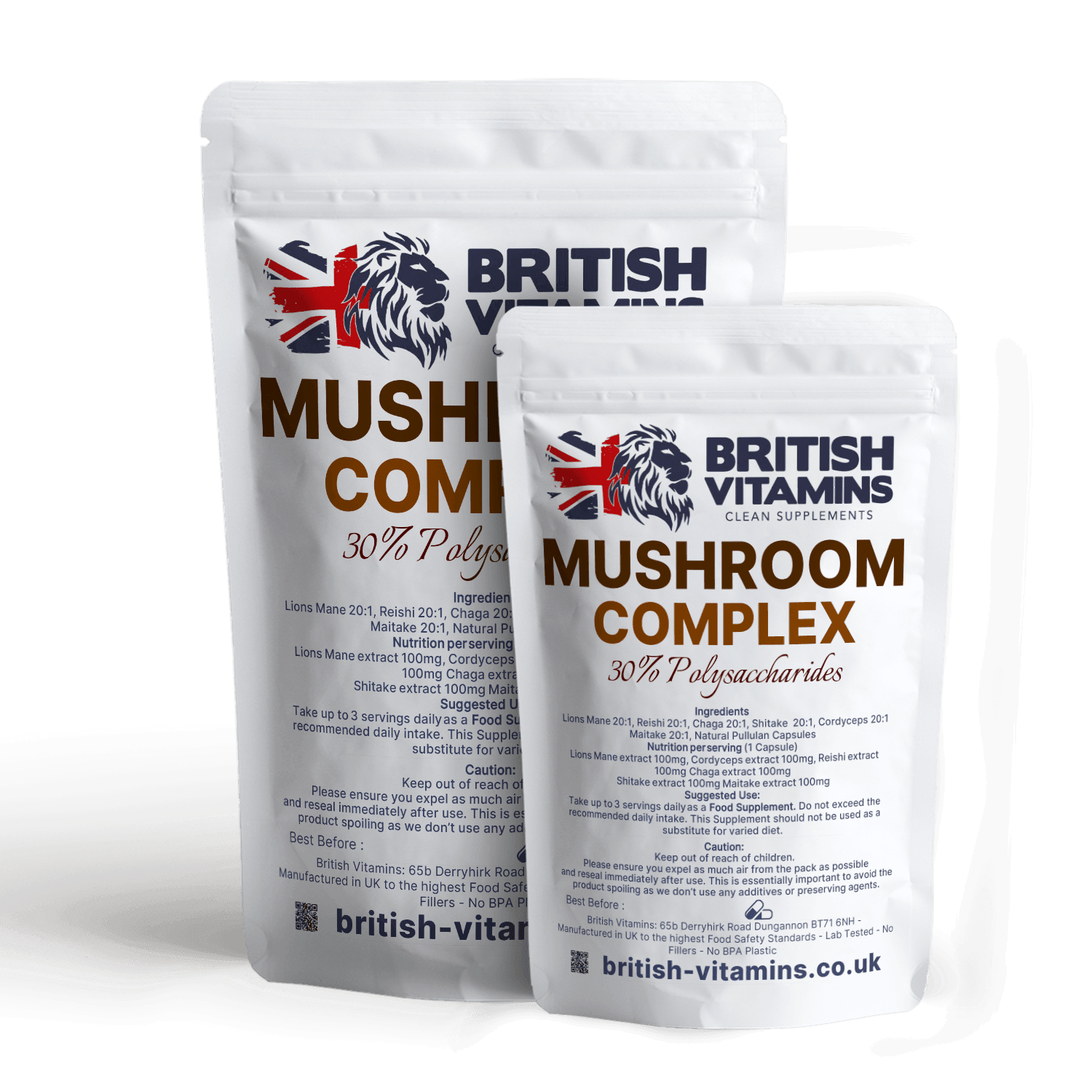 Mushroom Complex 6 Mushrooms Extract 30% polysaccharides Lions Mane, Chaga, Cordyceps, Reishi Health & Beauty:Vitamins & Lifestyle Supplements:Vitamins & Minerals British Vitamins 5 Capsules ( Sample )  