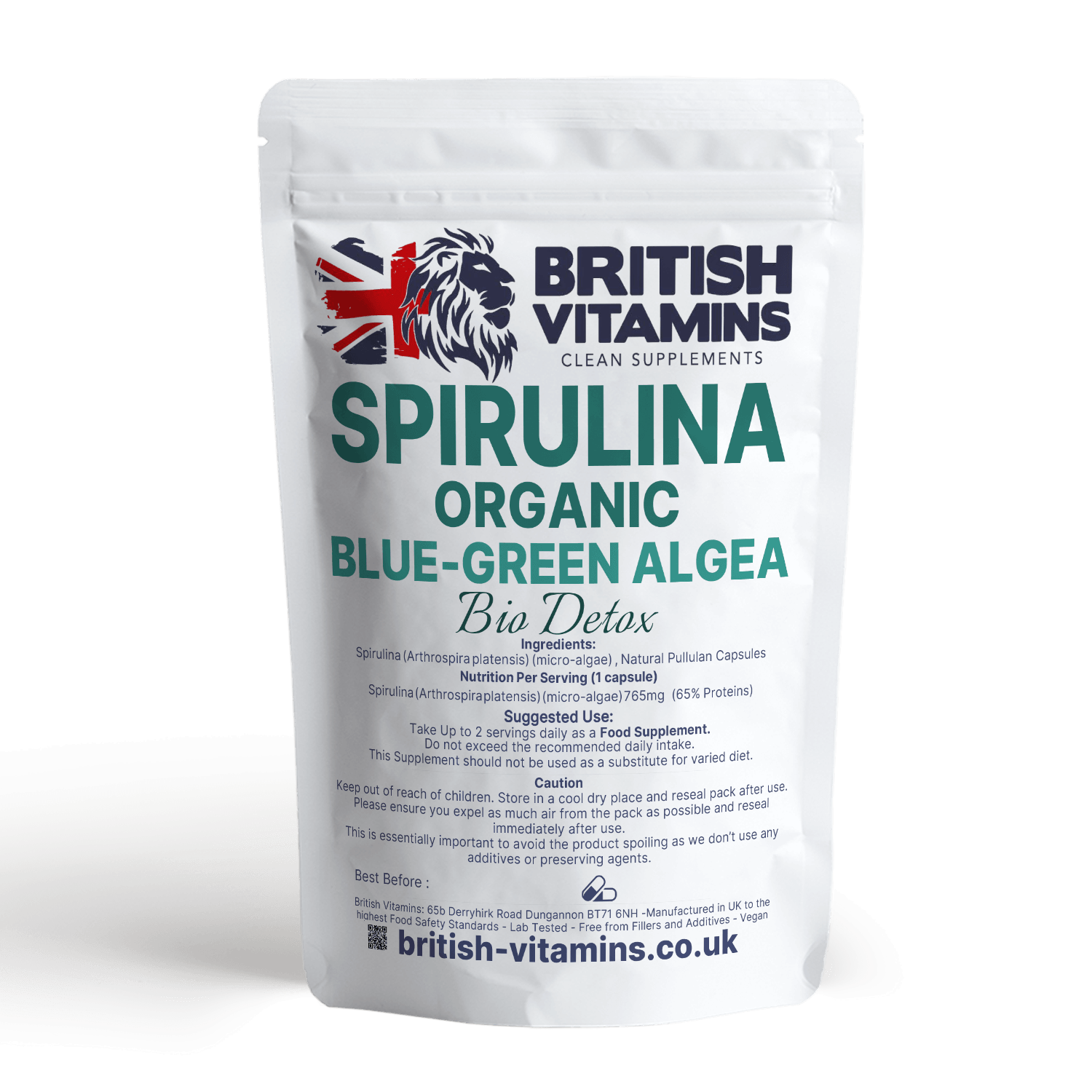 Spirulina extract Organic 765mg 65% Proteins Vegan Capsules Health & Beauty:Vitamins & Lifestyle Supplements:Vitamins & Minerals British Vitamins   