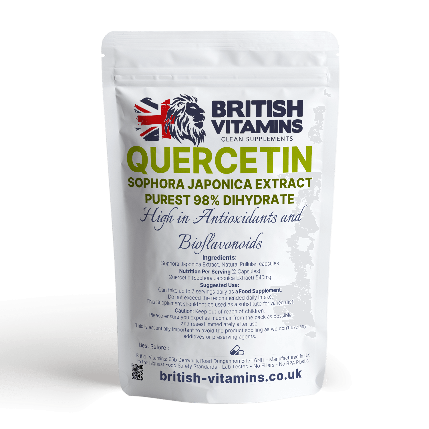 Quercetin Dihydrate 540mg sourced from Sophora Japonica No Fillers Health & Beauty:Vitamins & Lifestyle Supplements:Vitamins & Minerals British Vitamins   