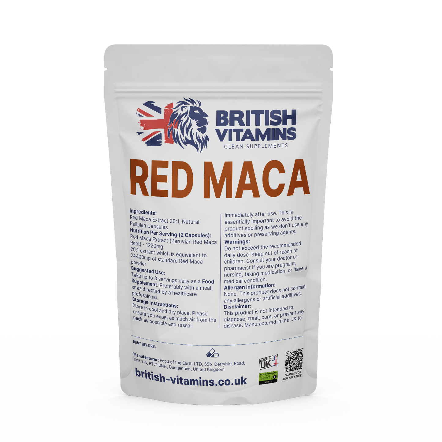 Red Maca Potent Extract equivalent to 6,100mg Health & Beauty:Vitamins & Lifestyle Supplements:Vitamins & Minerals British Vitamins 5 Capsules ( Sample )